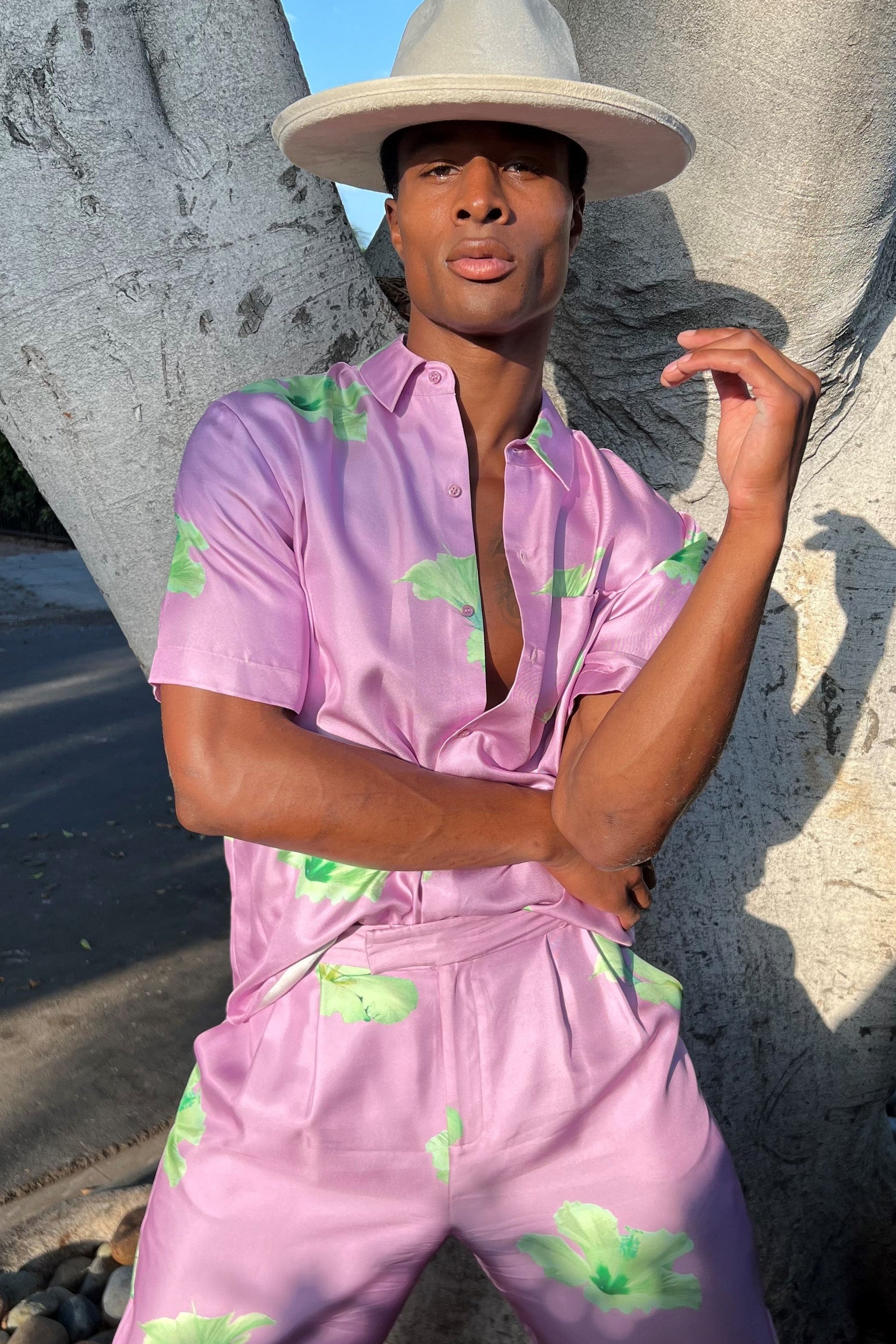 Salinas Silk Trouser Lilac Hawaii 