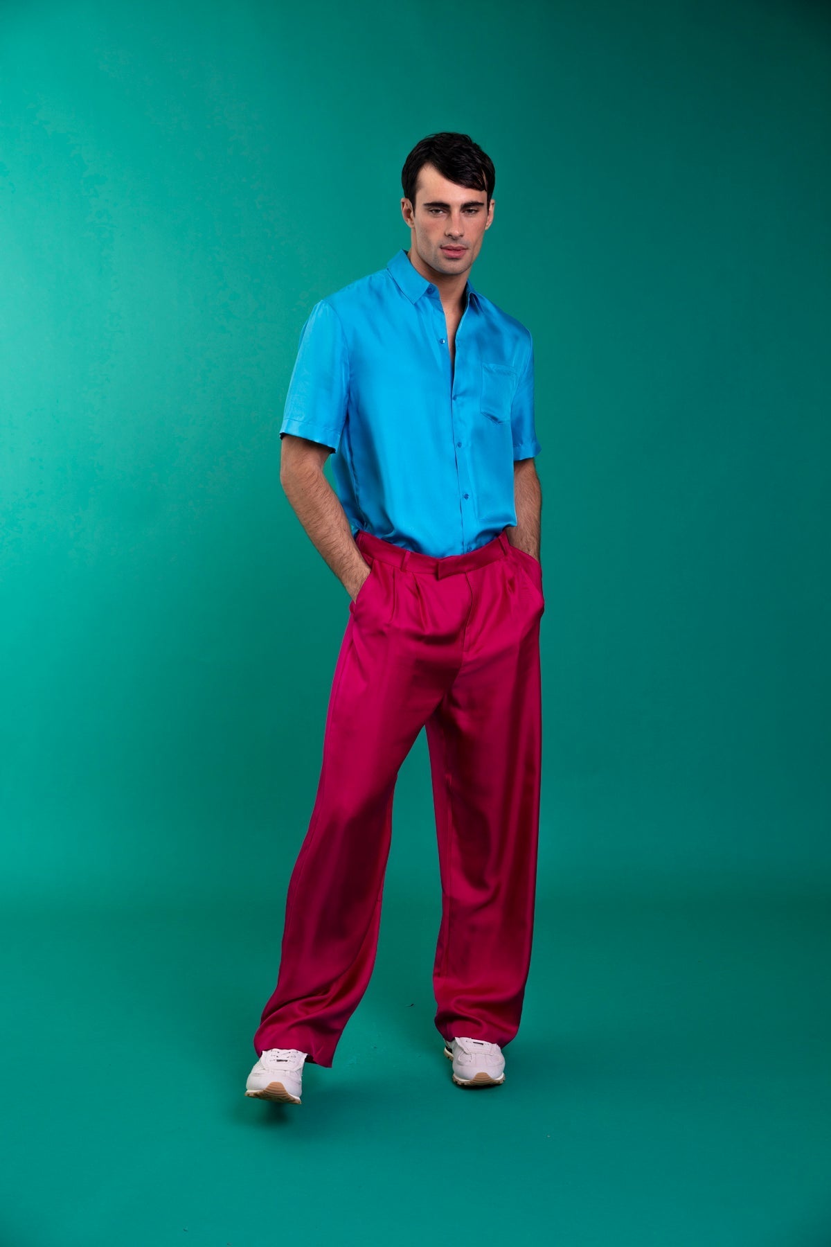 Boyfriend Silk Shirt Blue 