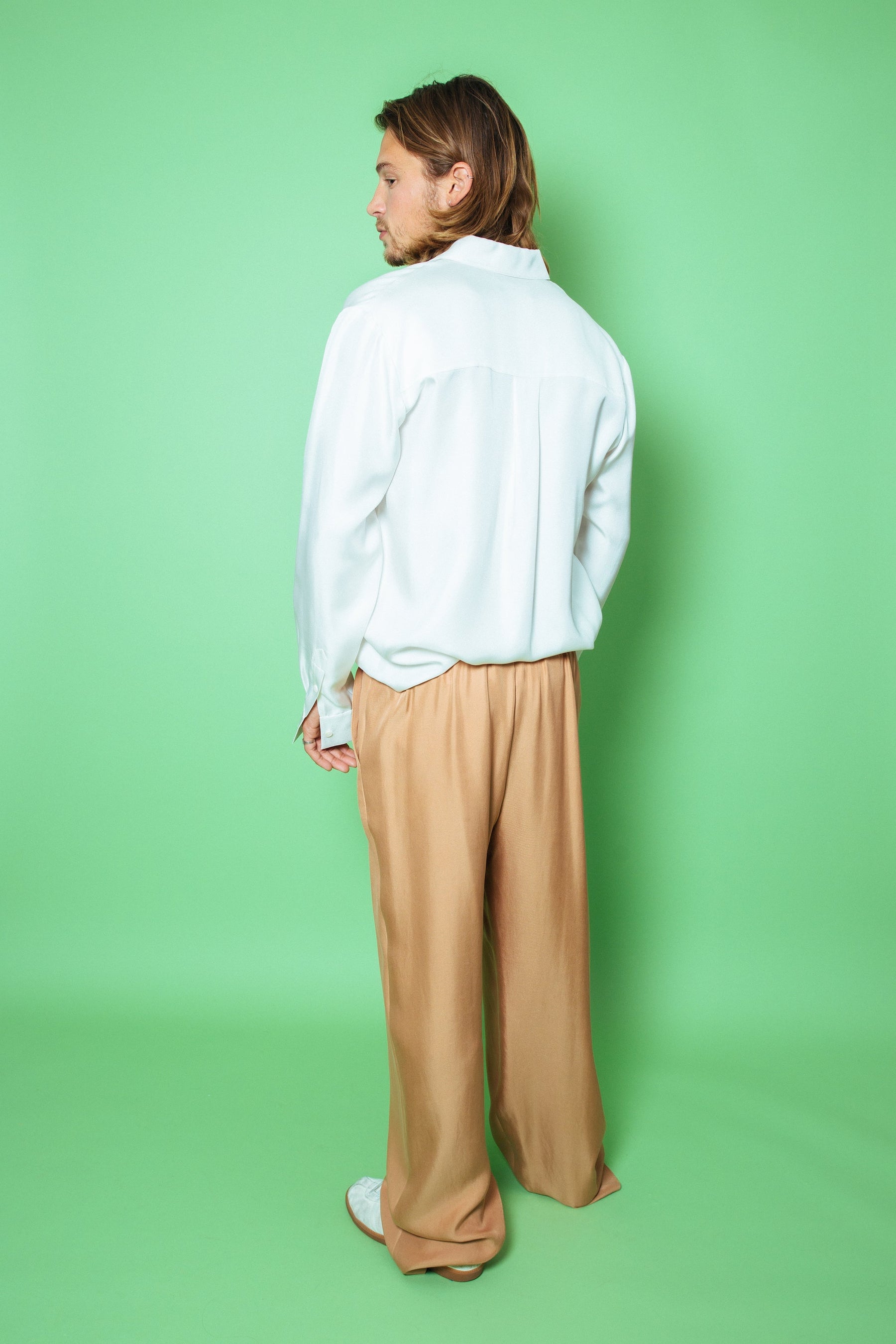 Ruben Long Sleeve Silk Shirt White 