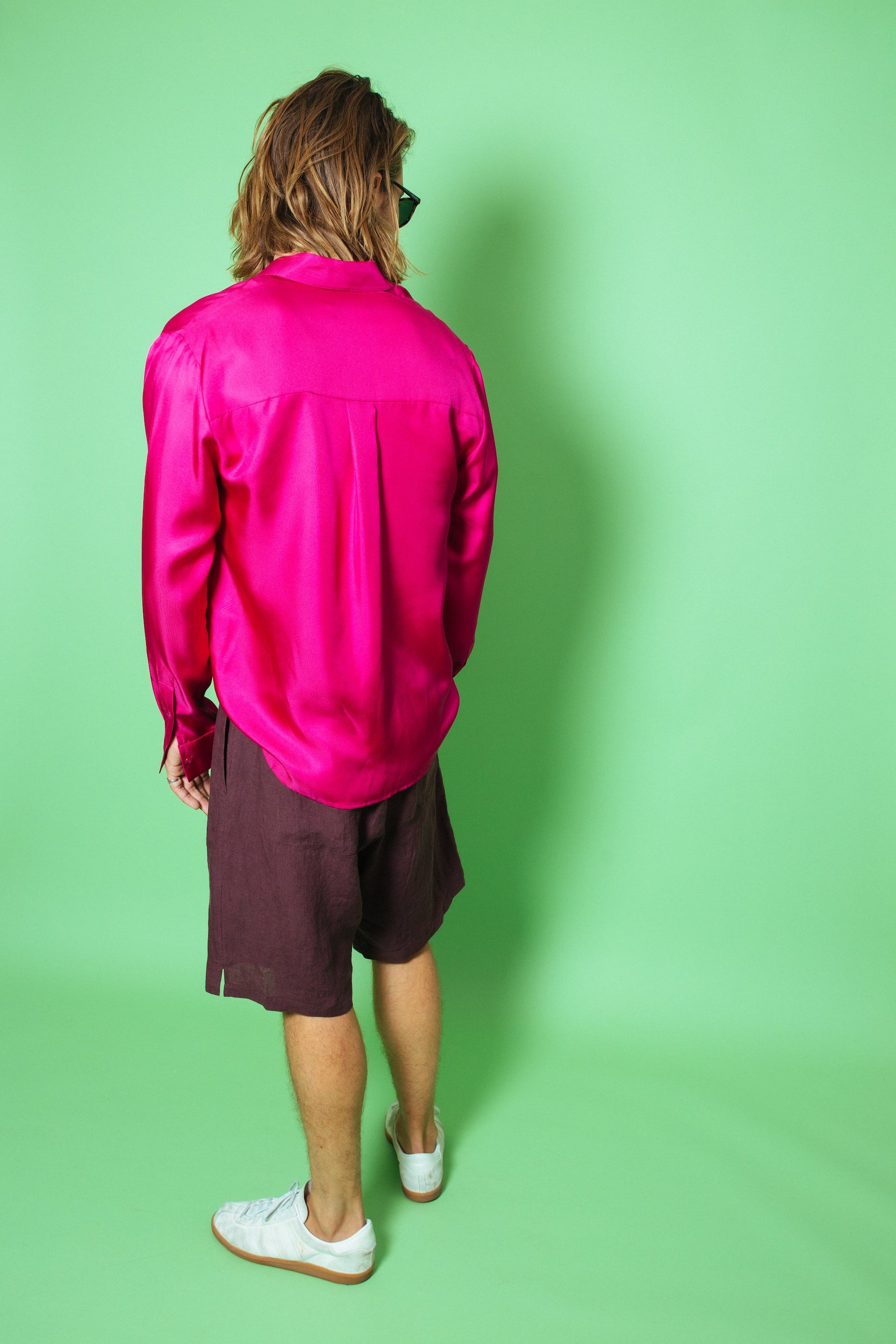 Ruben Long Sleeve Silk Shirt Fuscia 