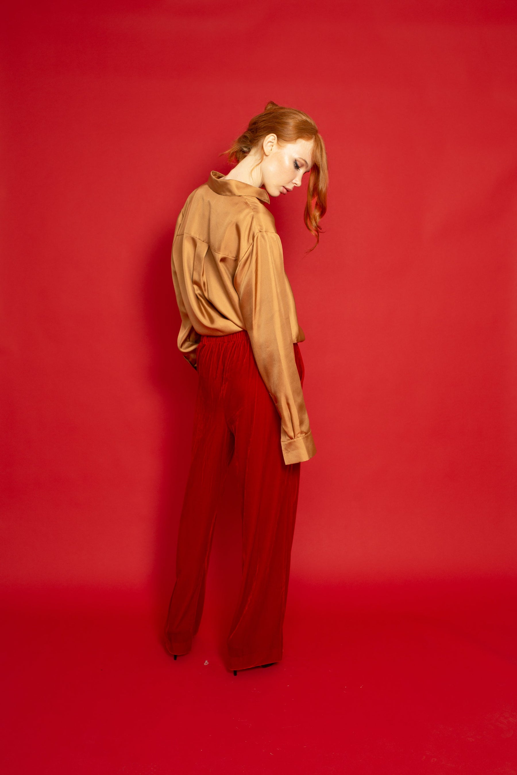 Ruben Long Sleeve Silk Shirt Toffee 