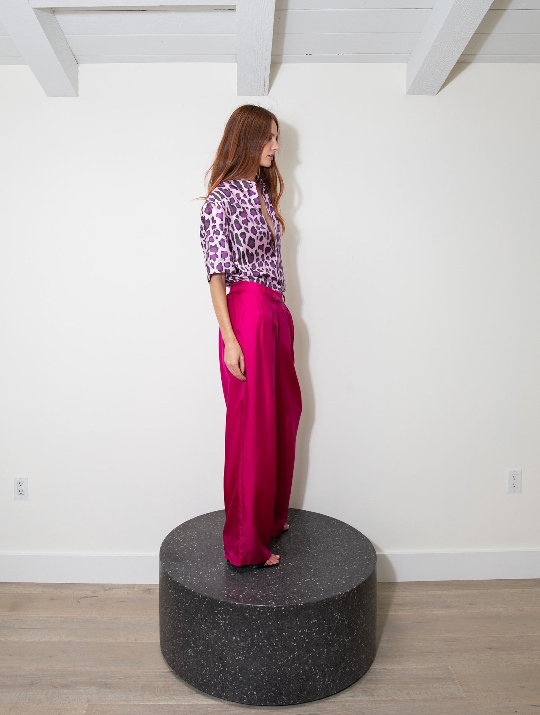 Boyfriend Silk Shirt Violet Jaguar 