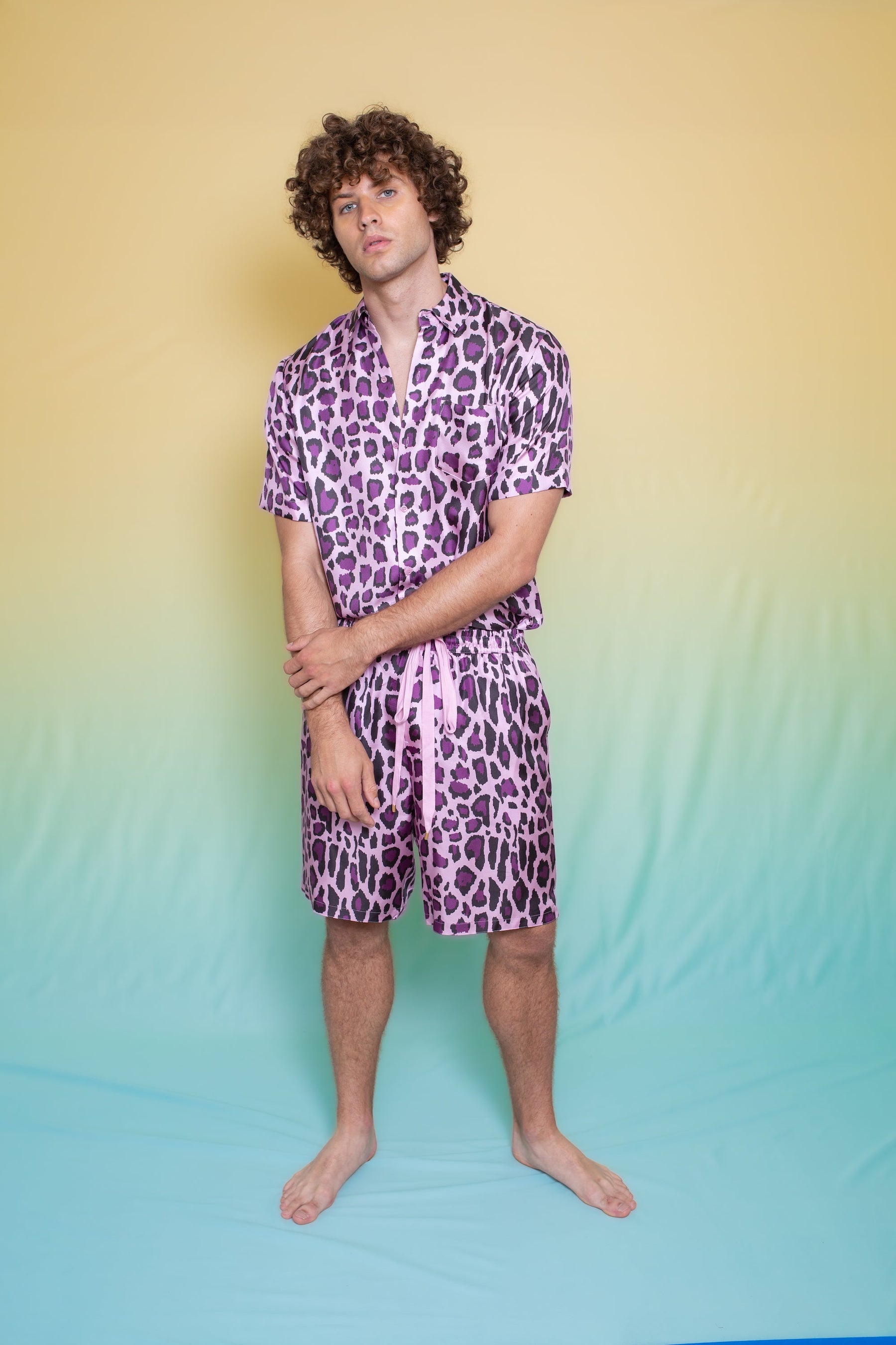 Boyfriend Silk Shirt Violet Jaguar 