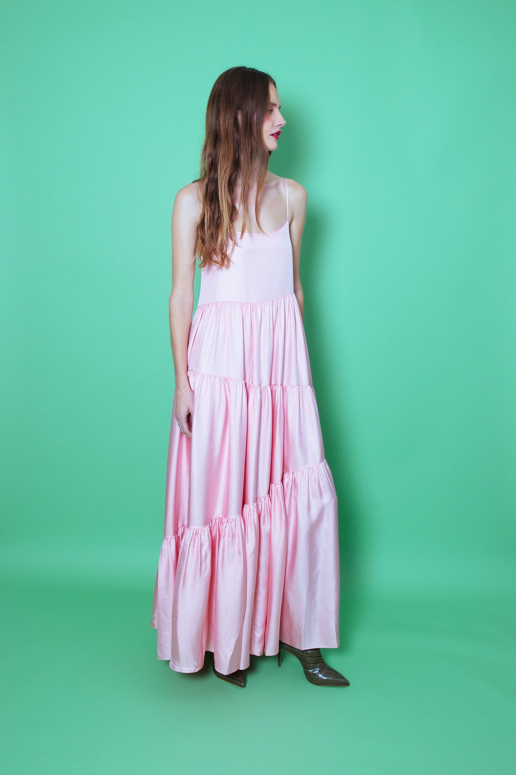 Malibu Silk Maxi Dress Pink