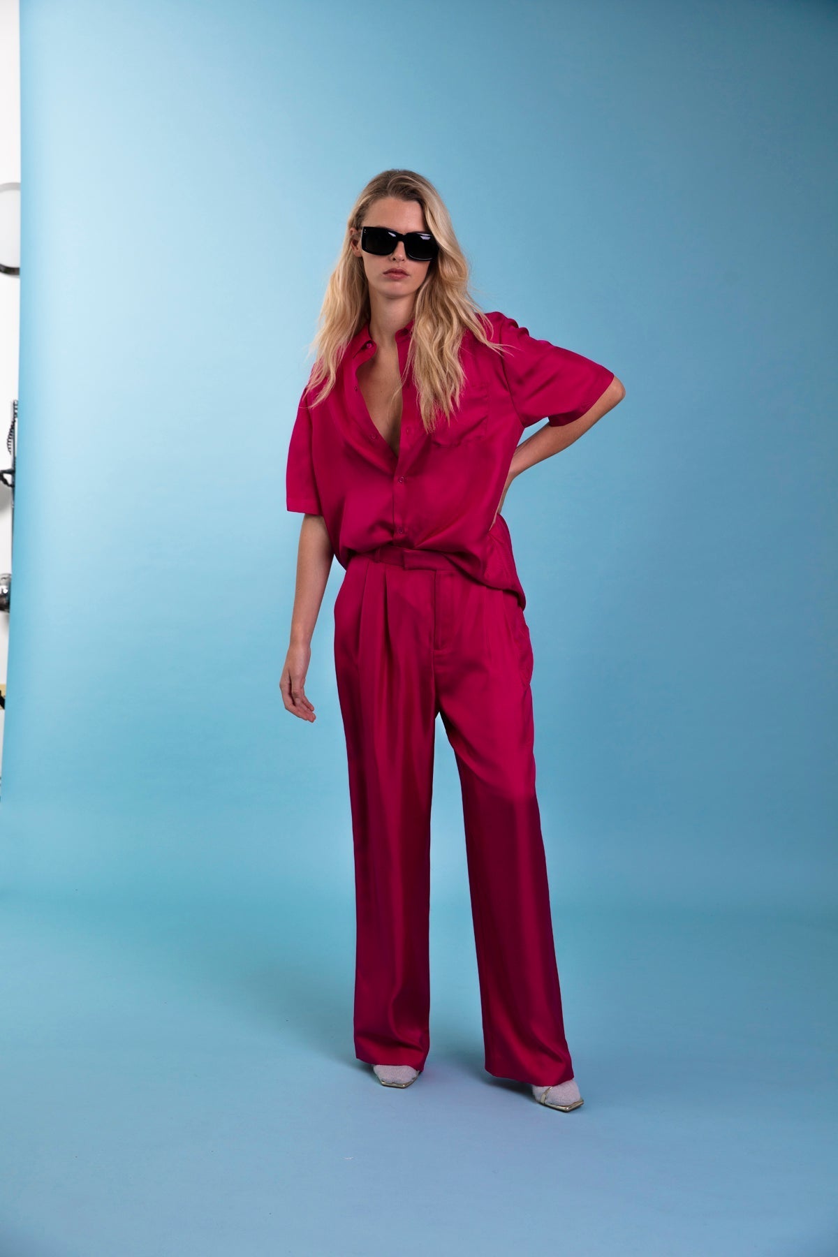 Boyfriend Silk Shirt Fuscia 