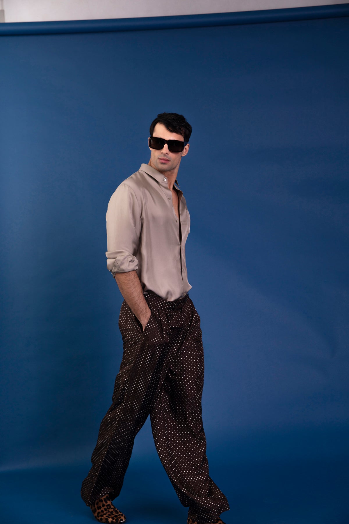 Ruben Long Sleeve Silk Shirt Bone 