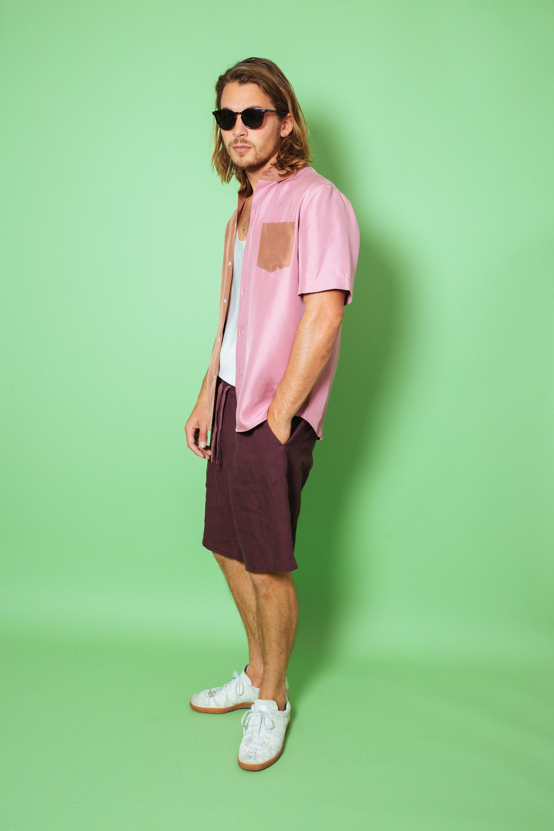 Basketball Linen Short Burgundy 