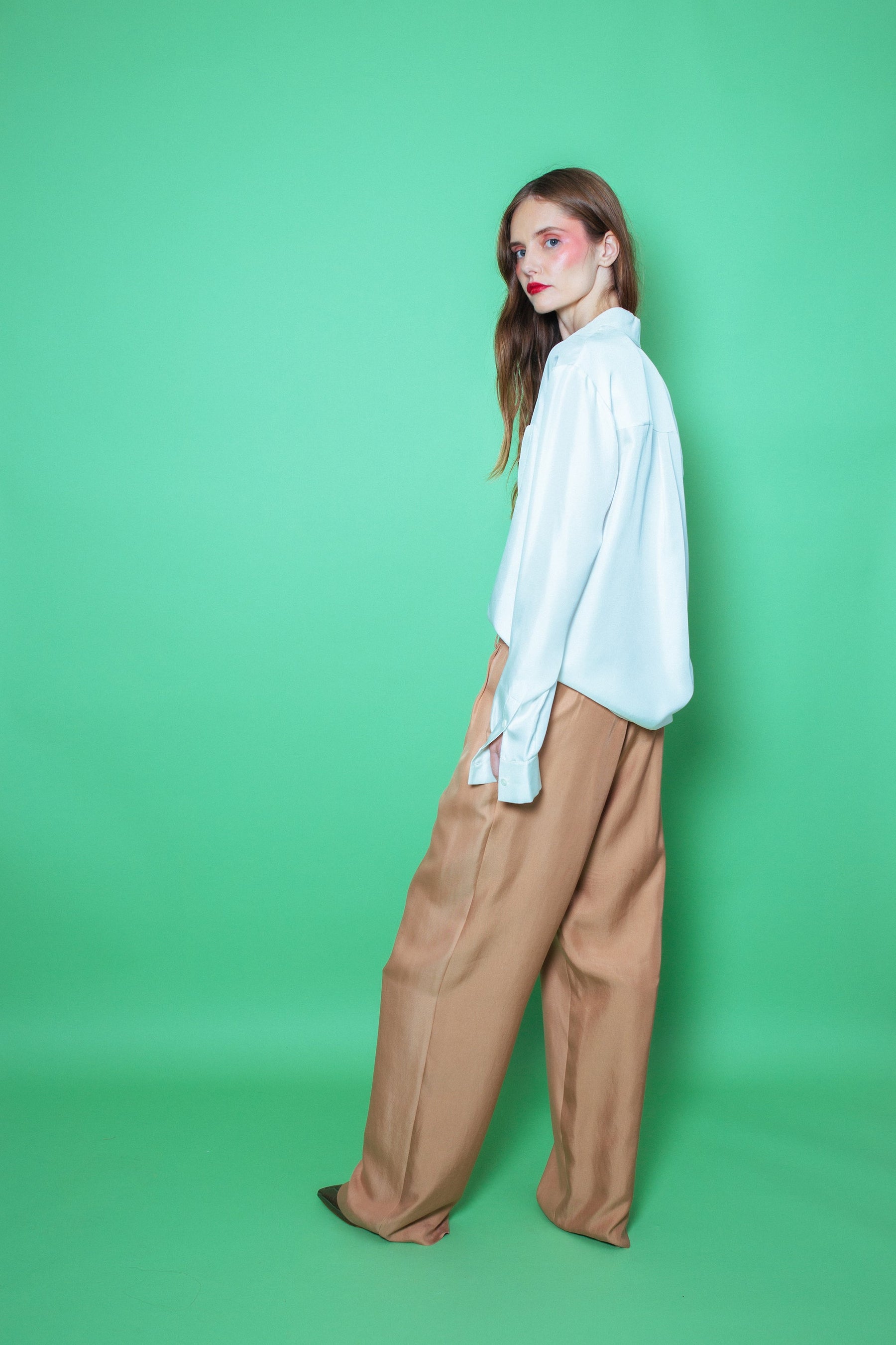 Ruben Long Sleeve Silk Shirt White 