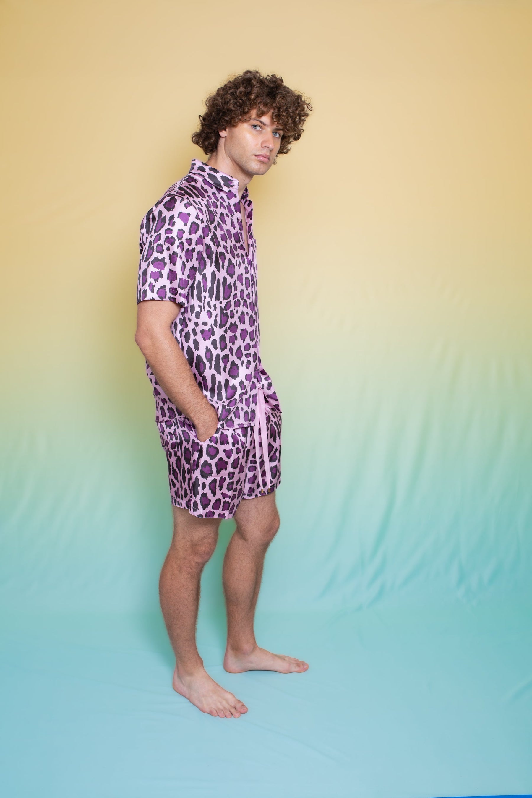 Paolo Silk Short Violet Jaguar 