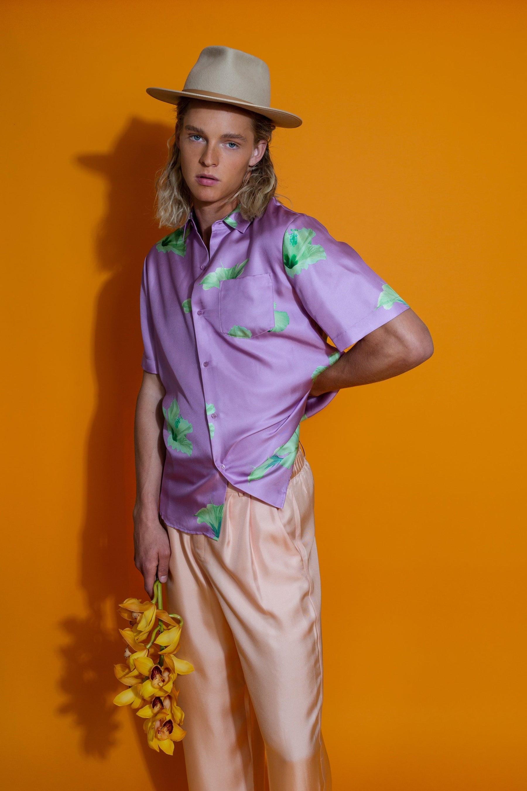 Boyfriend Silk Shirt Lilac Hawaii 