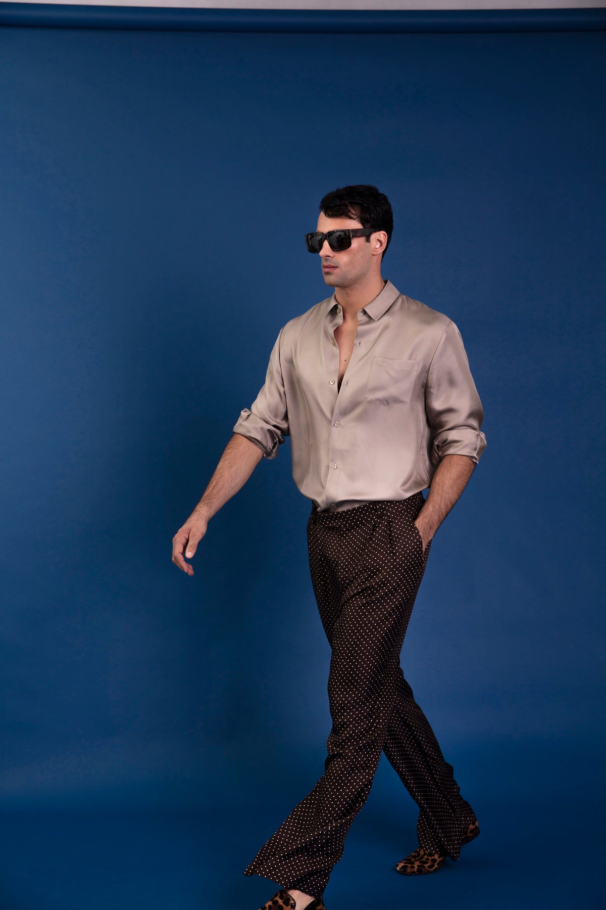 Salinas Silk Trouser Chocolate Dot 