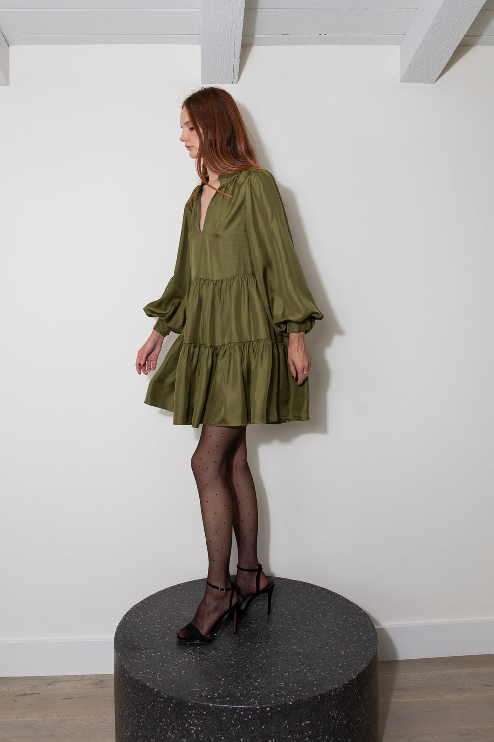 Melrose Silk Dress Khaki