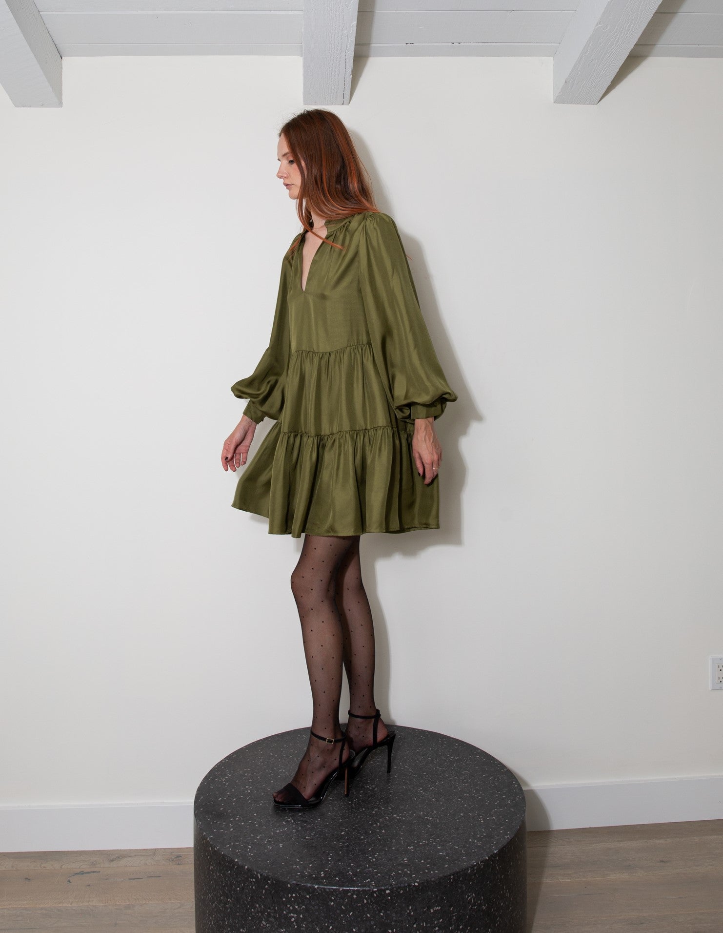Melrose Silk Dress Khaki