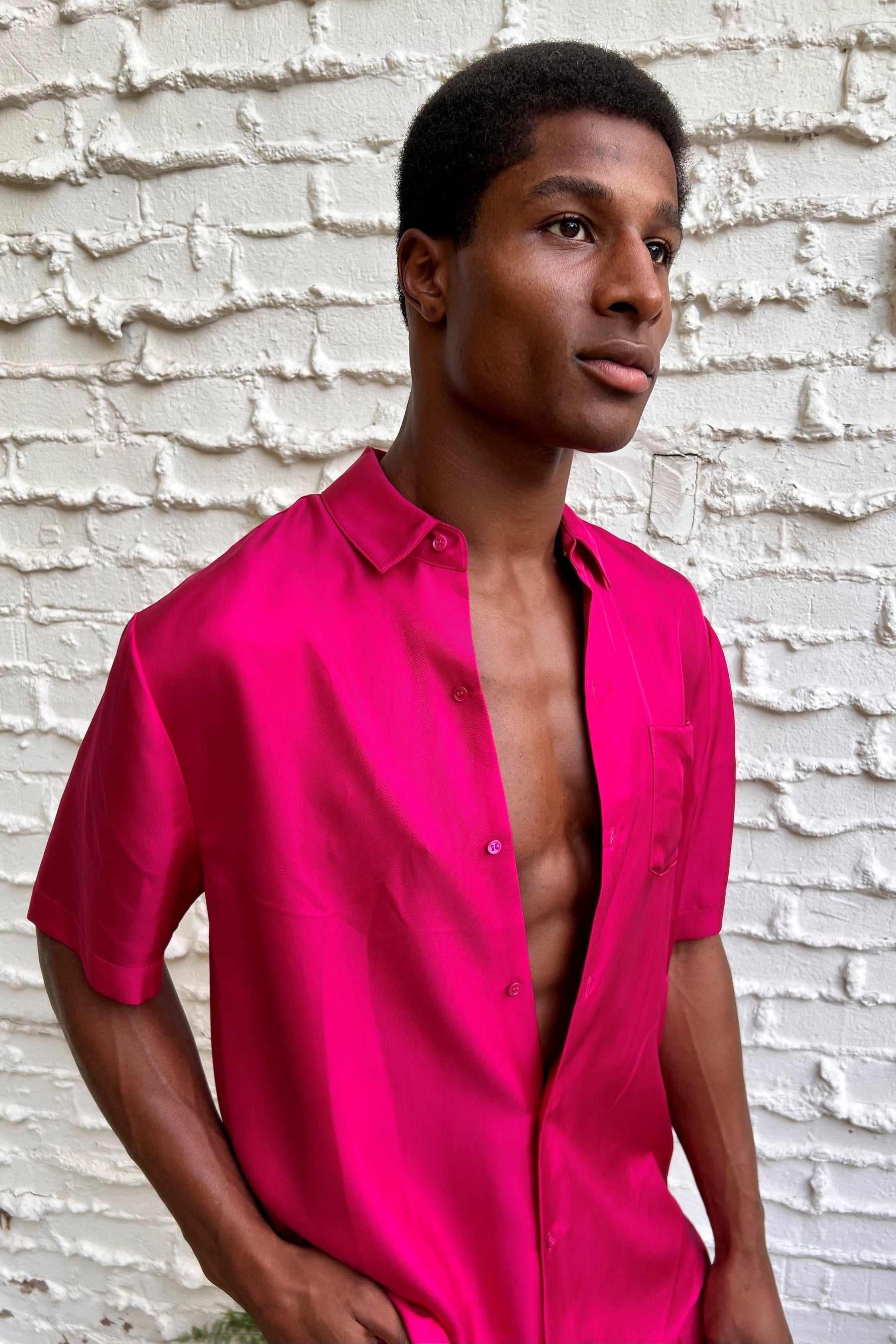 Boyfriend Silk Shirt Fuscia 