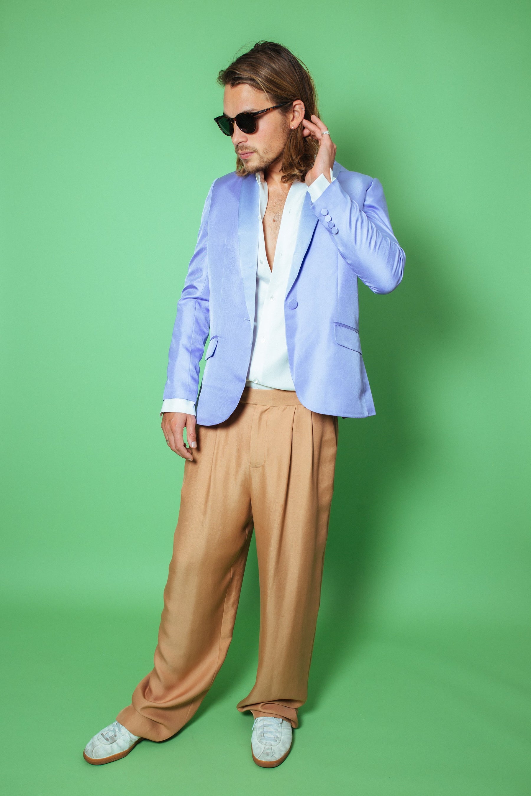 Ruben Long Sleeve Silk Shirt White 