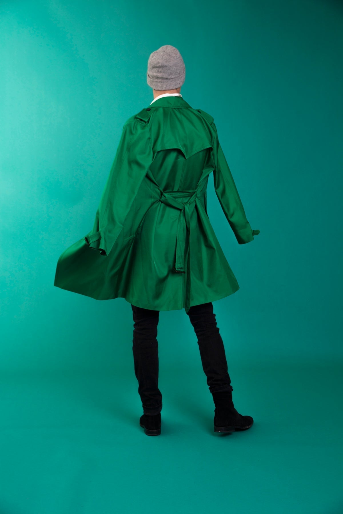 Mako Silk Trench Emerald 