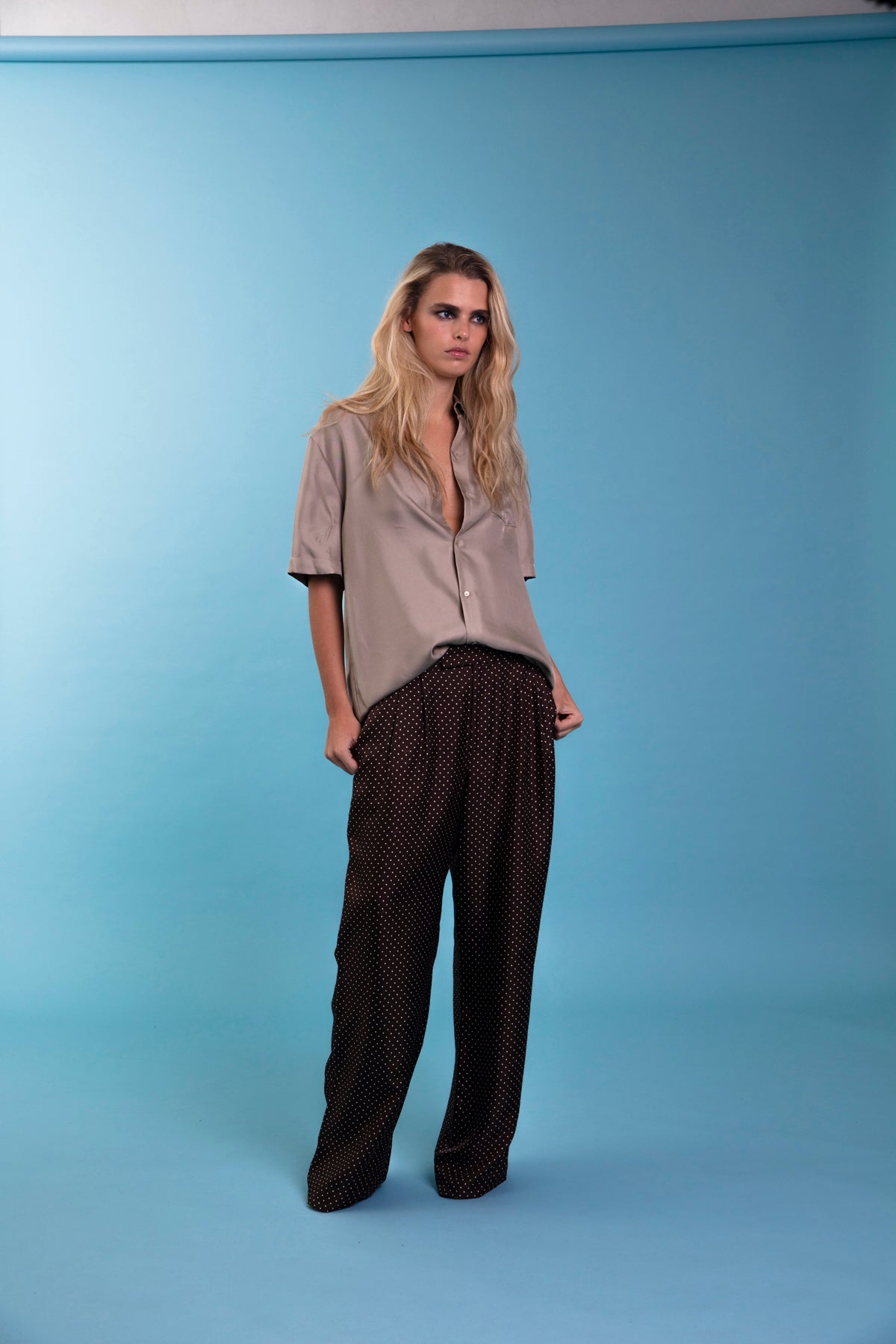 Salinas Silk Trouser Chocolate Dot 