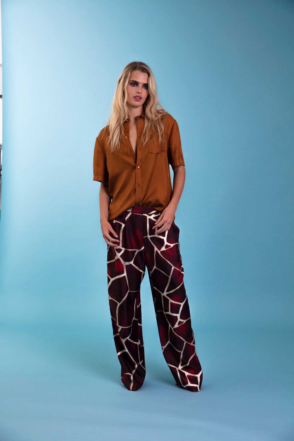 Boyfriend Silk Shirt Caramel 