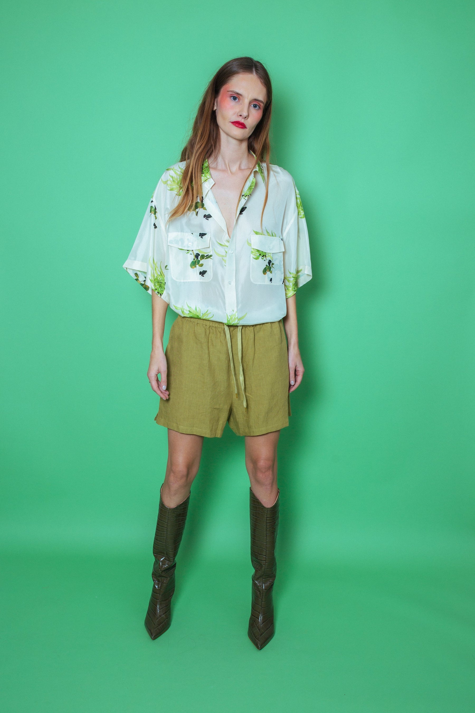 Paolo Linen Short Khaki 