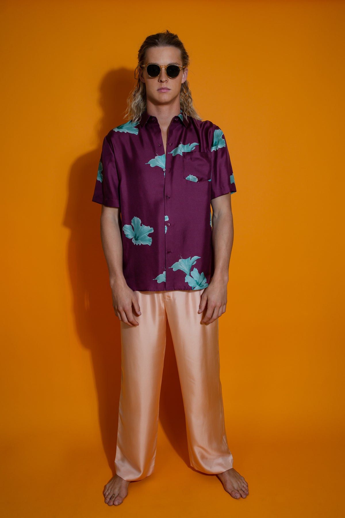 Boyfriend Silk Shirt Purple Hawaii 