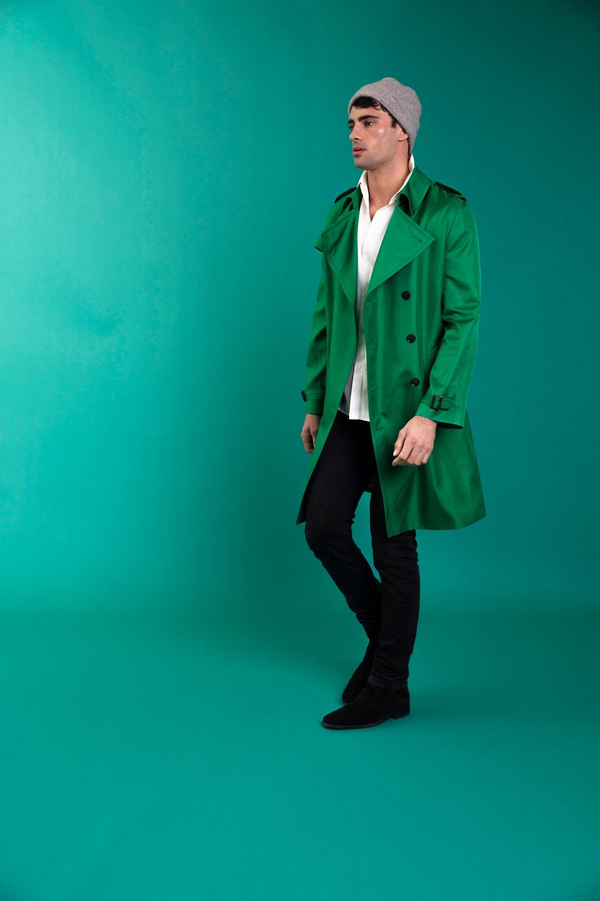 Mako Silk Trench Emerald 