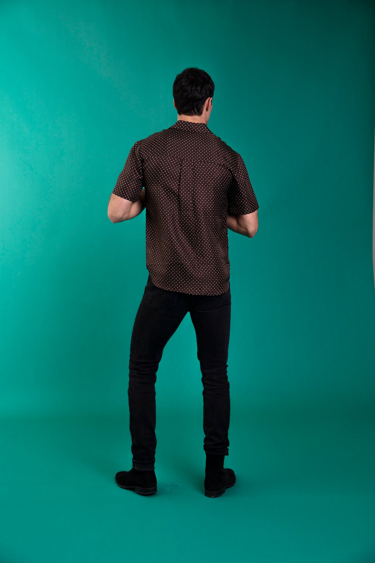 Boyfriend Silk Shirt Chocolate Dot 