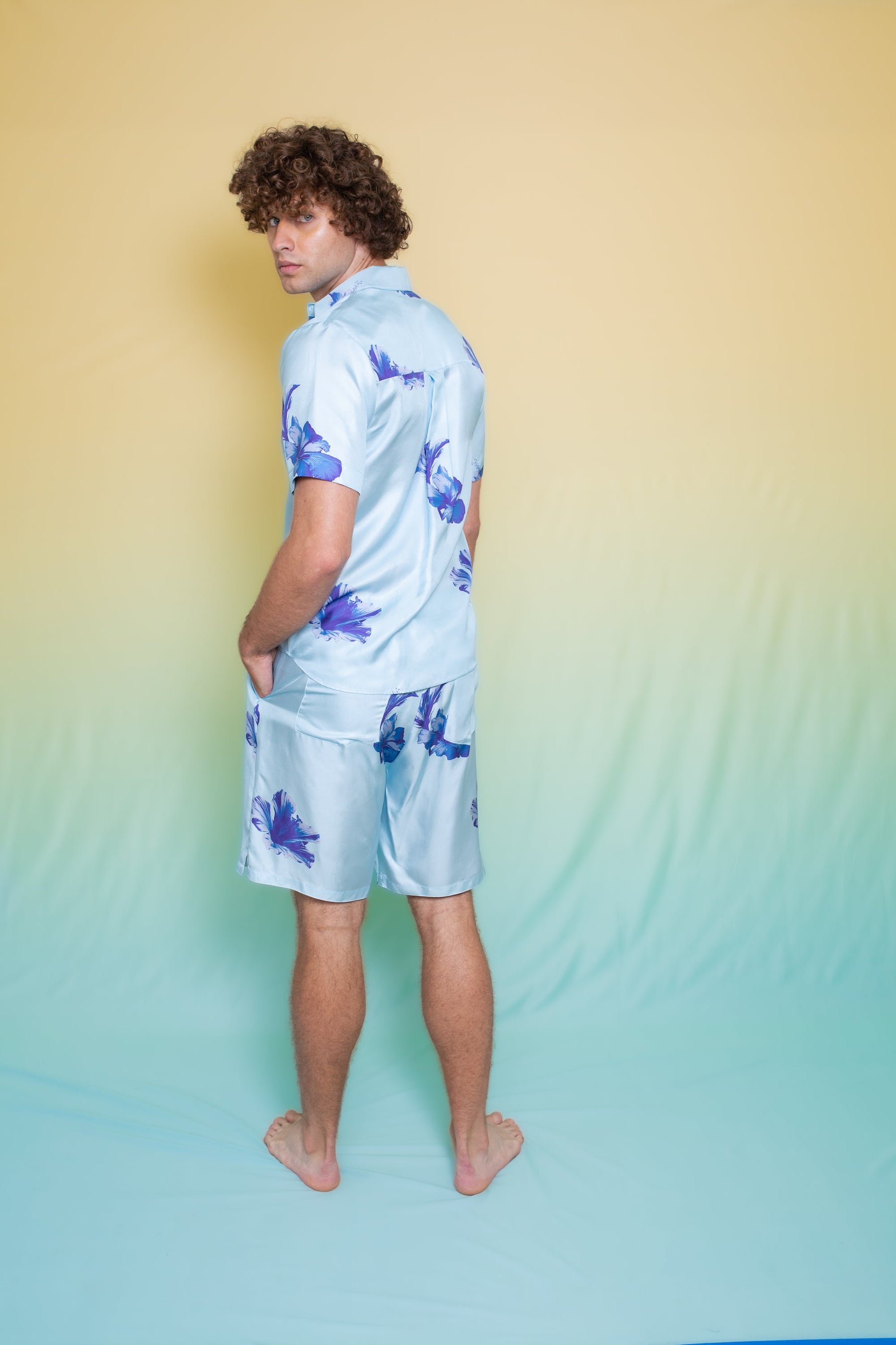 Basketball Silk Short Pale Blue Hawaii 