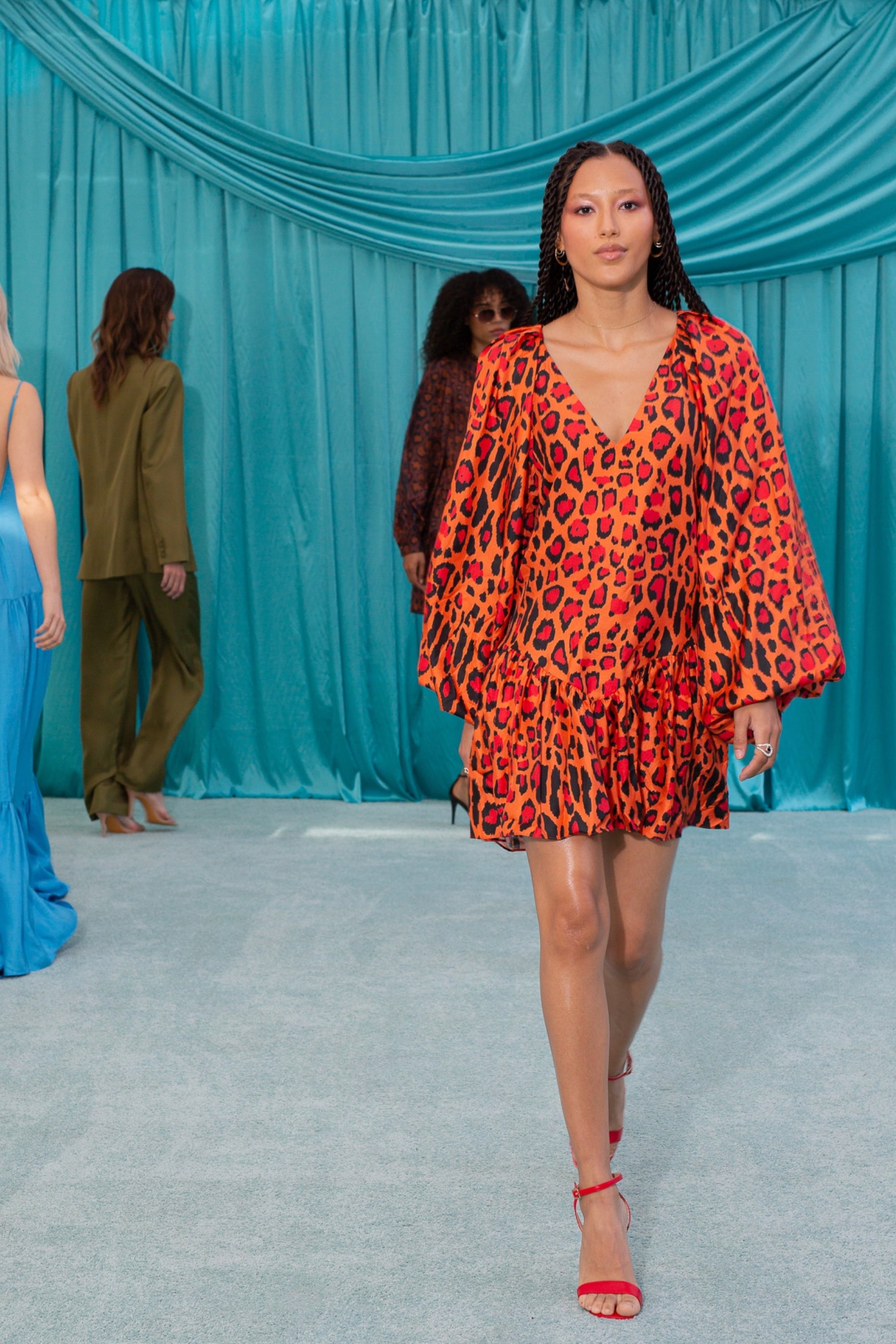 Feliz Silk Dress Red Jaguar