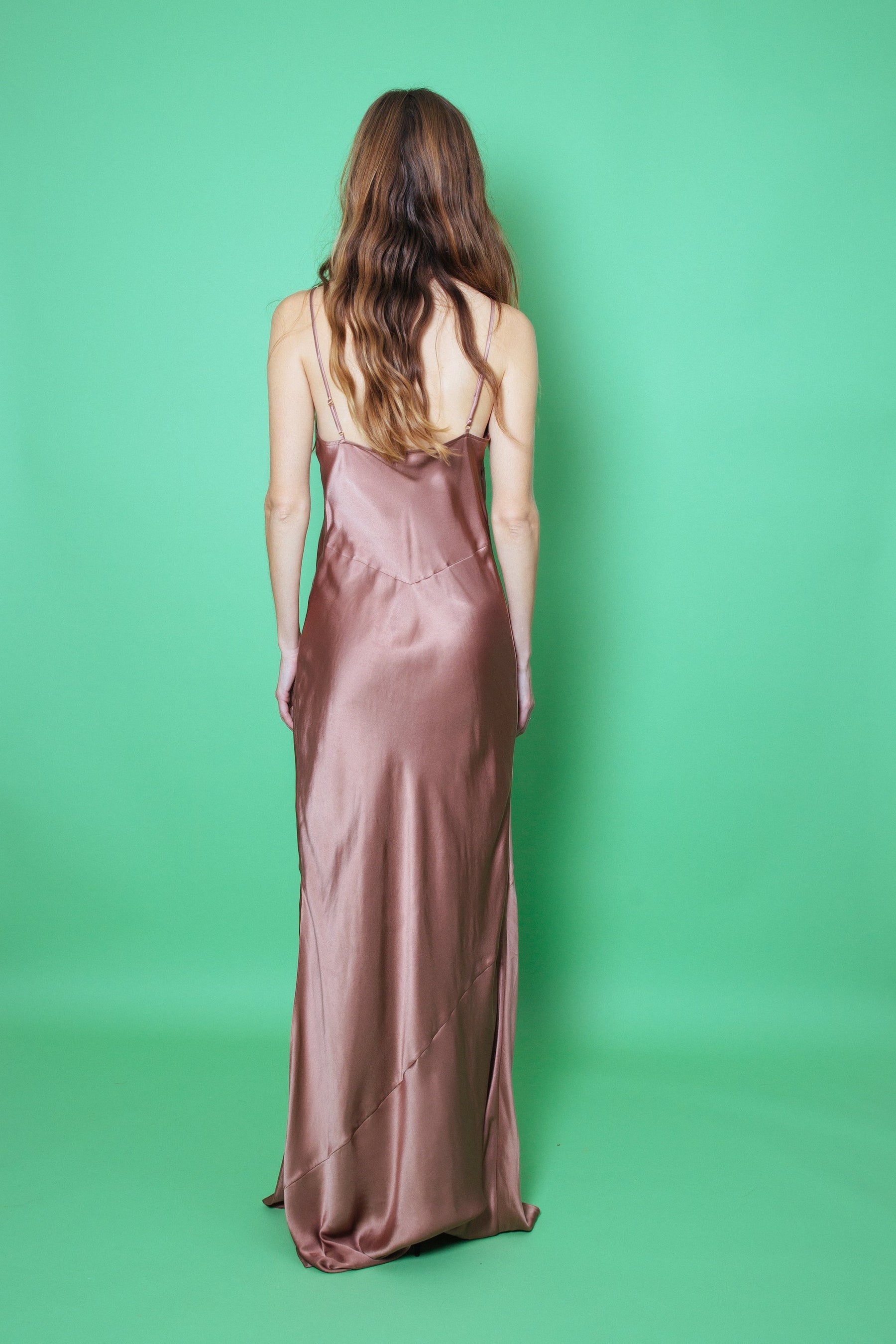 Lotus Bias Cut Silk Slip Dress Mink · FINNEY