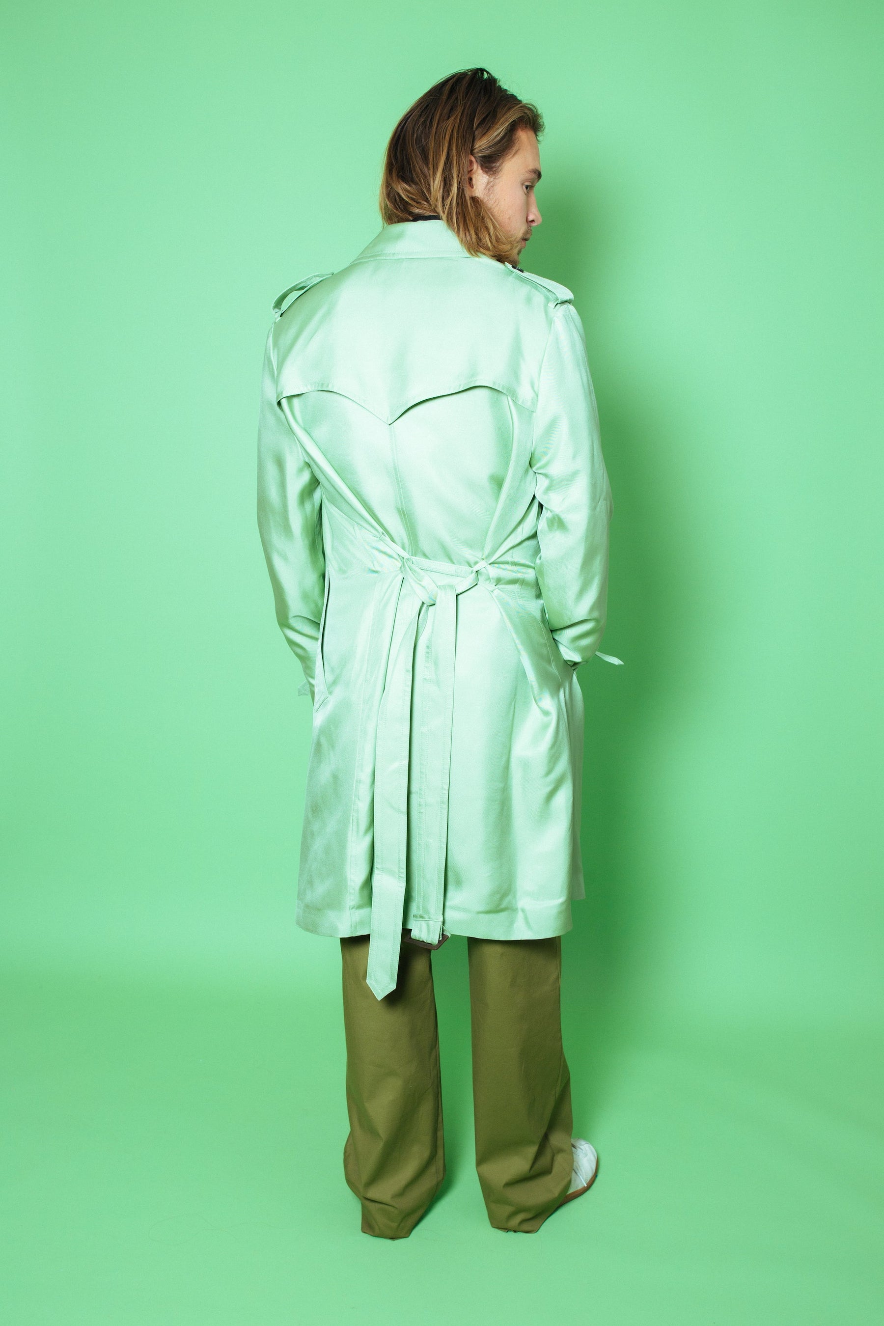 Mako Silk Trench Pistachio 