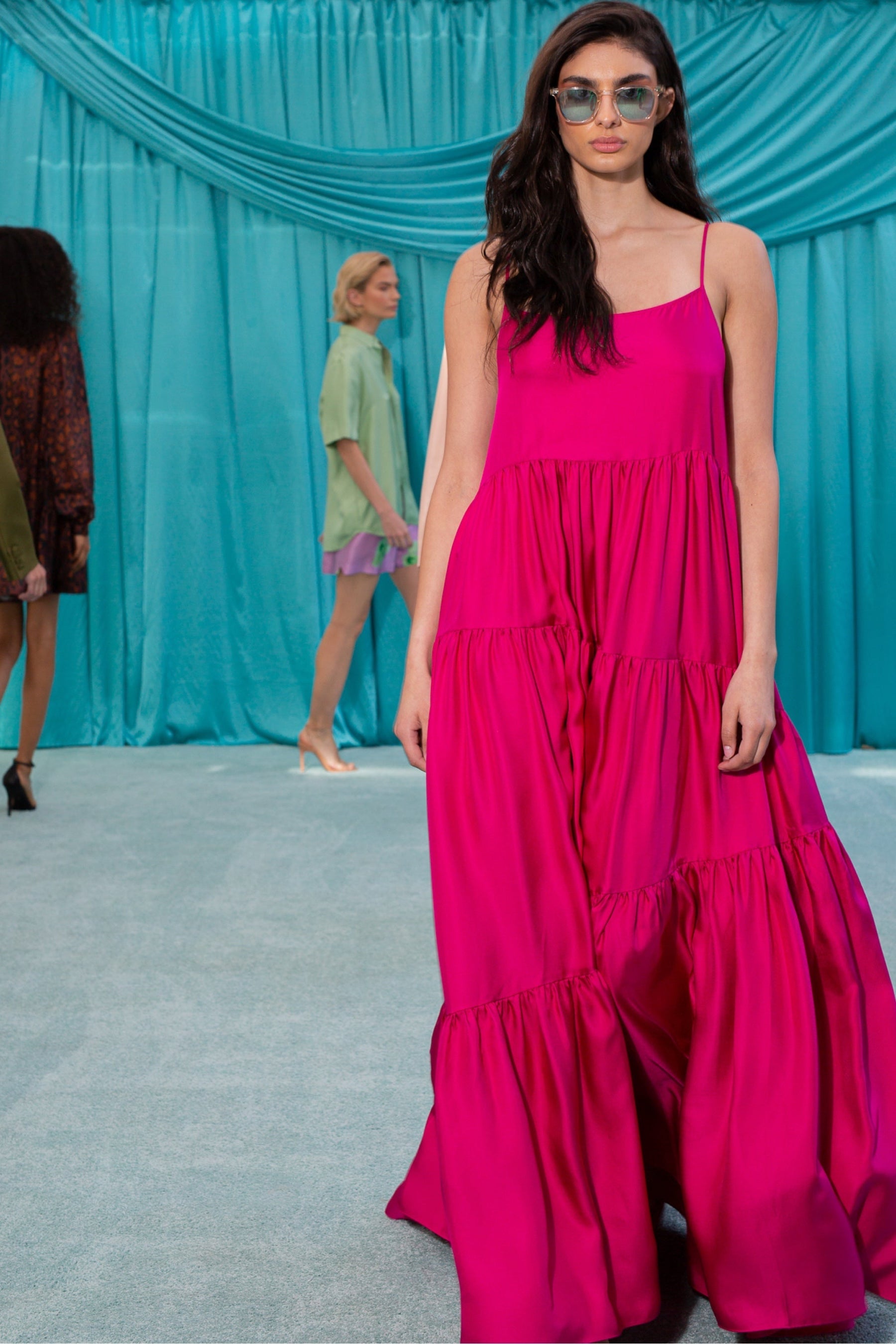 Malibu Silk Maxi Dress Fuscia