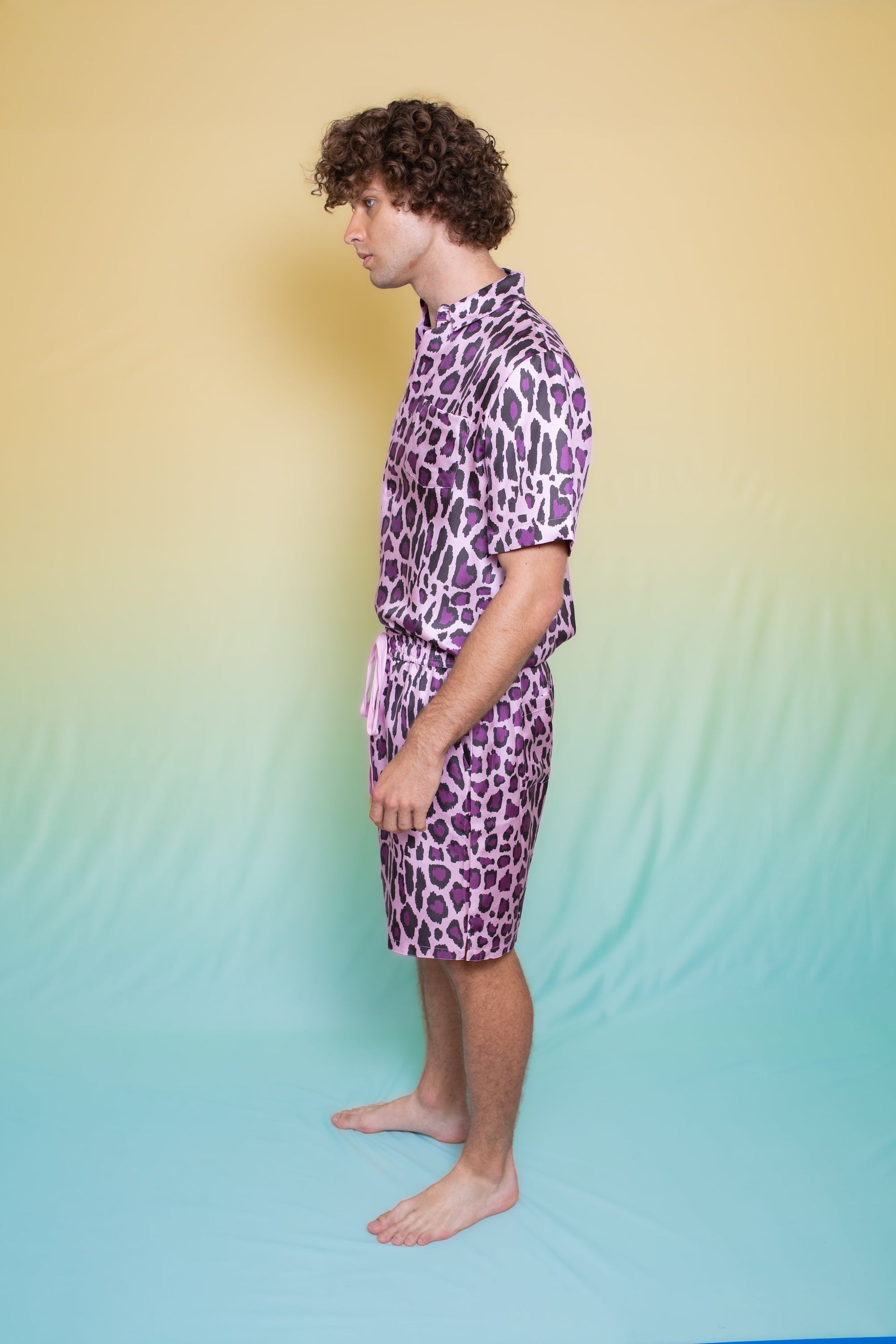 Boyfriend Silk Shirt Violet Jaguar 