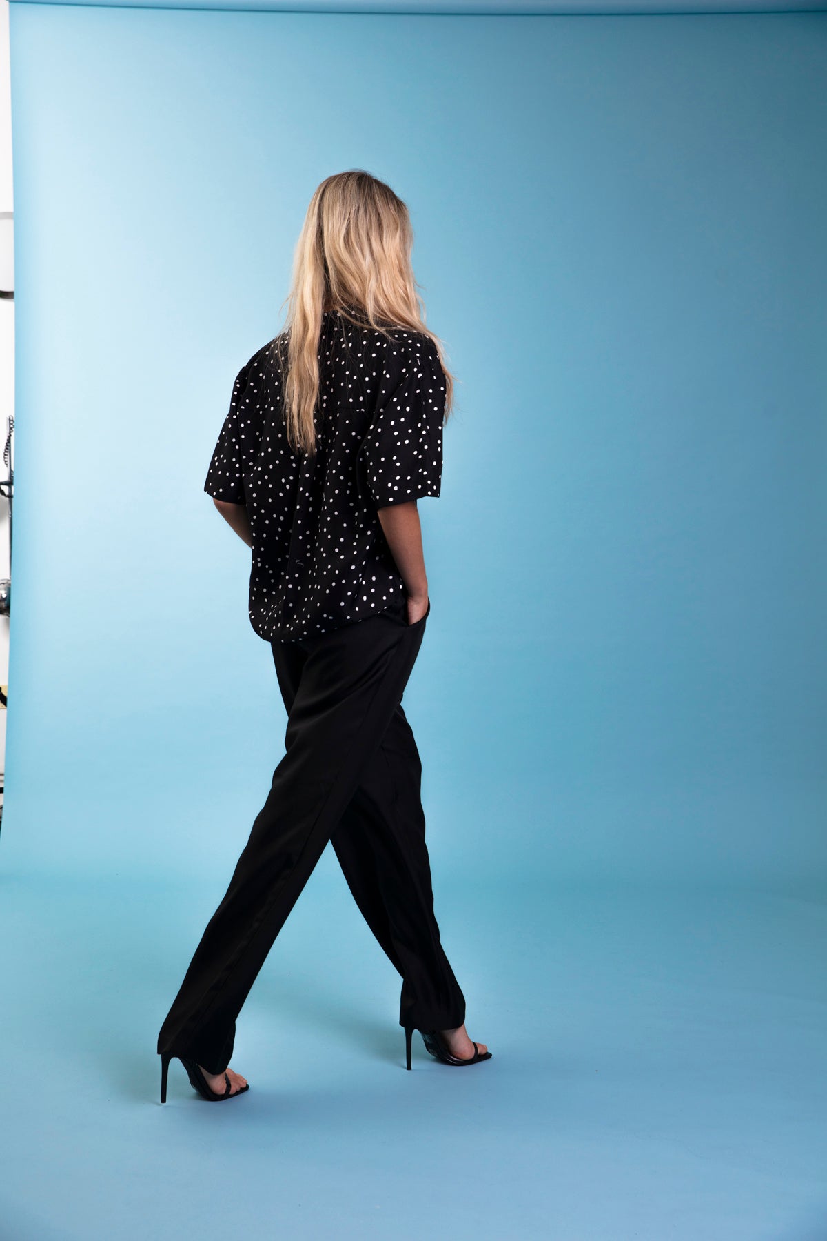 Boyfriend Silk Shirt Black Dalmatian 
