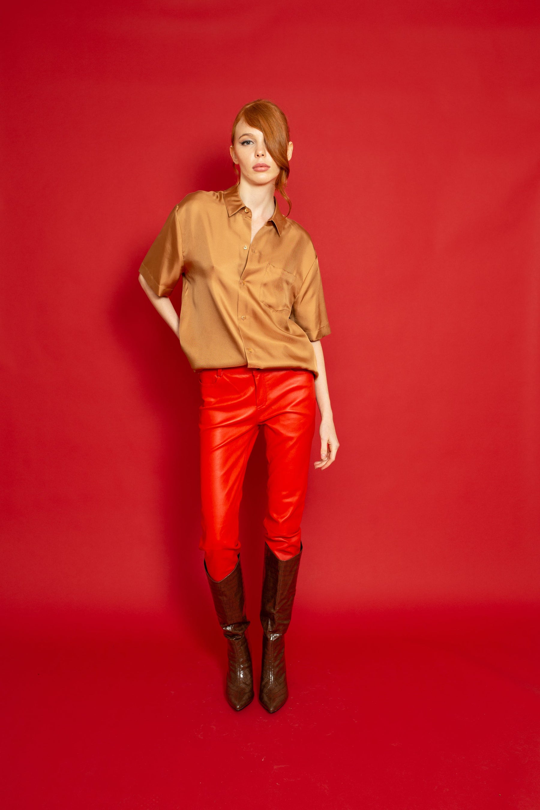 Boyfriend Silk Shirt Toffee 