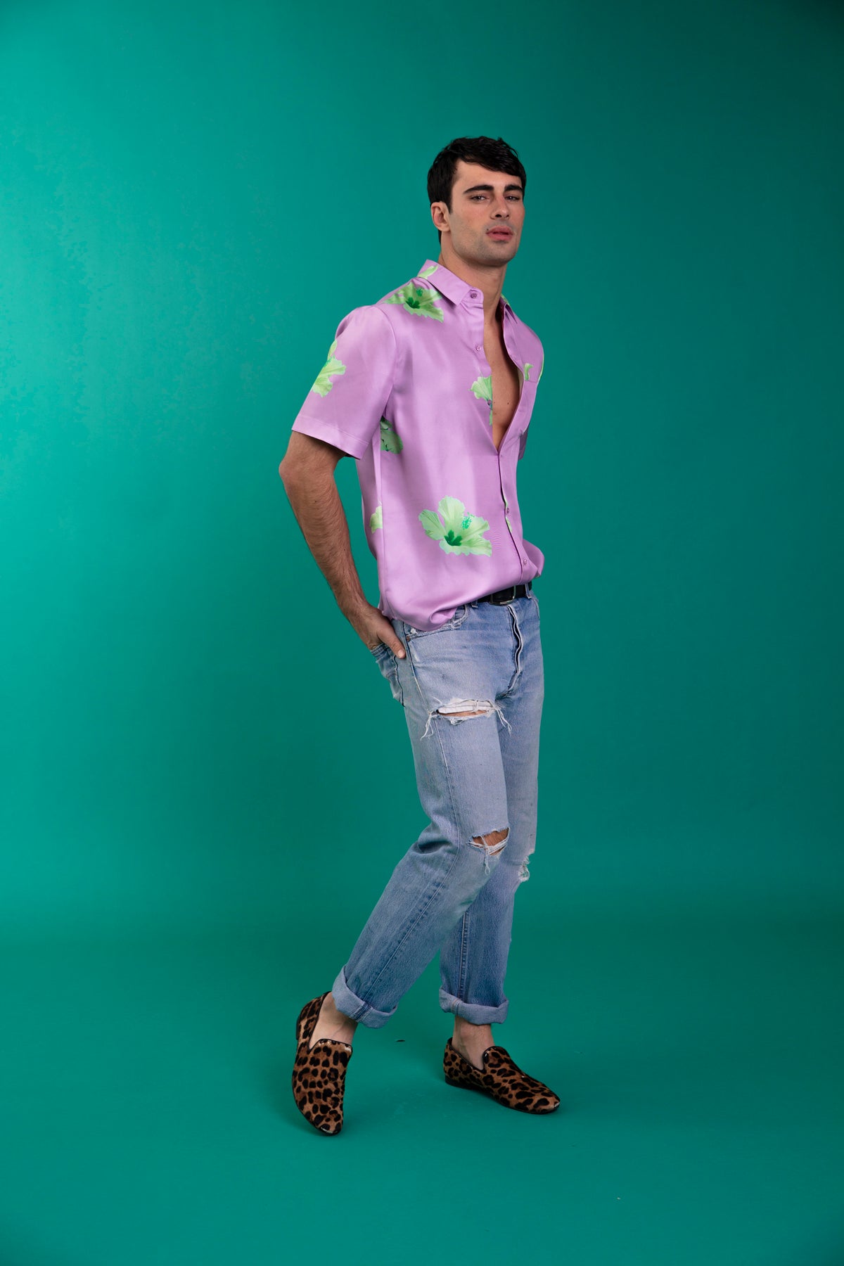 Boyfriend Silk Shirt Lilac Hawaii 