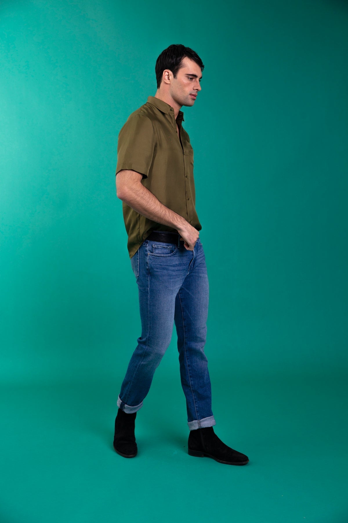 Boyfriend Silk Shirt Khaki 