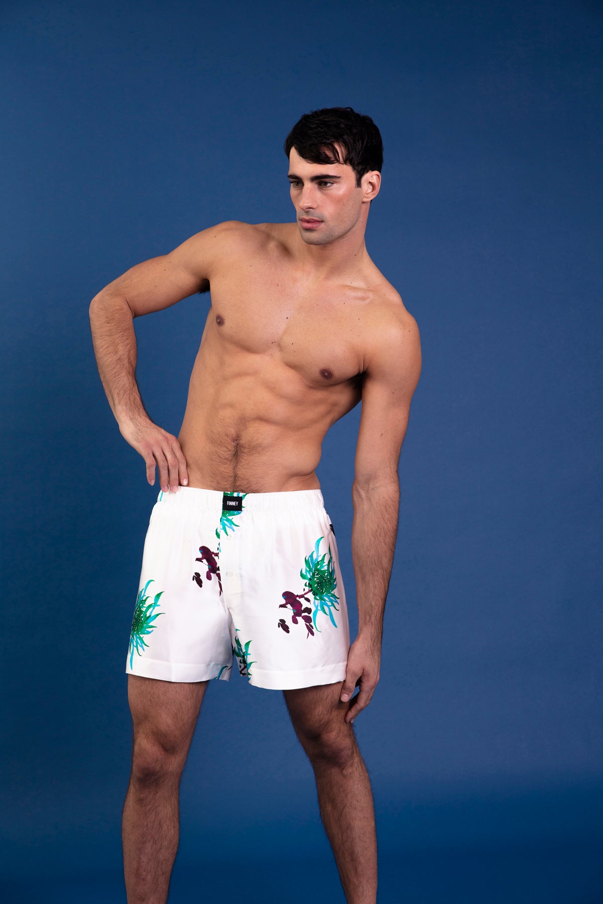 Le Weekend Silk Boxer Blue Chrysanthemum 