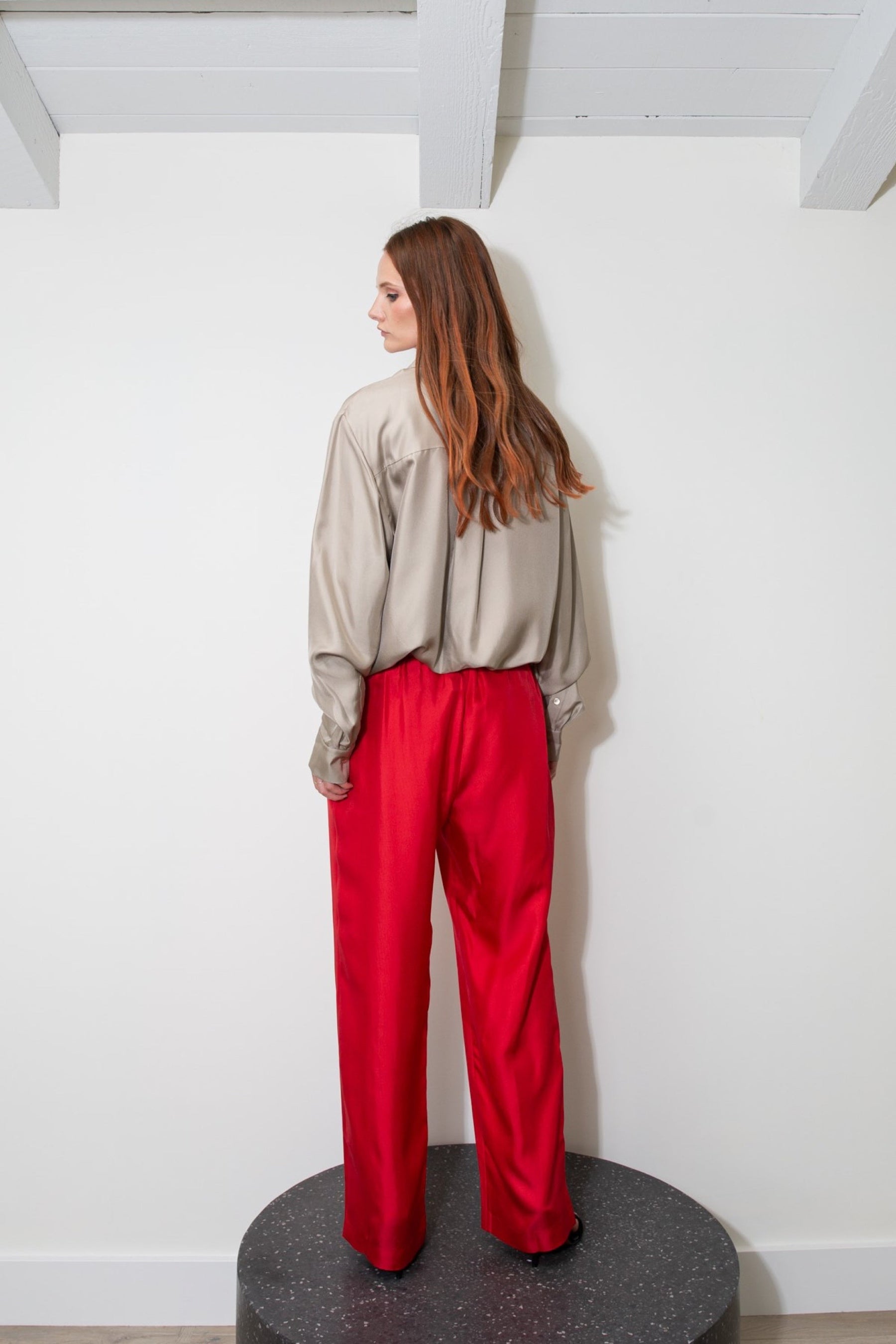 Ruben Long Sleeve Silk Shirt Bone 