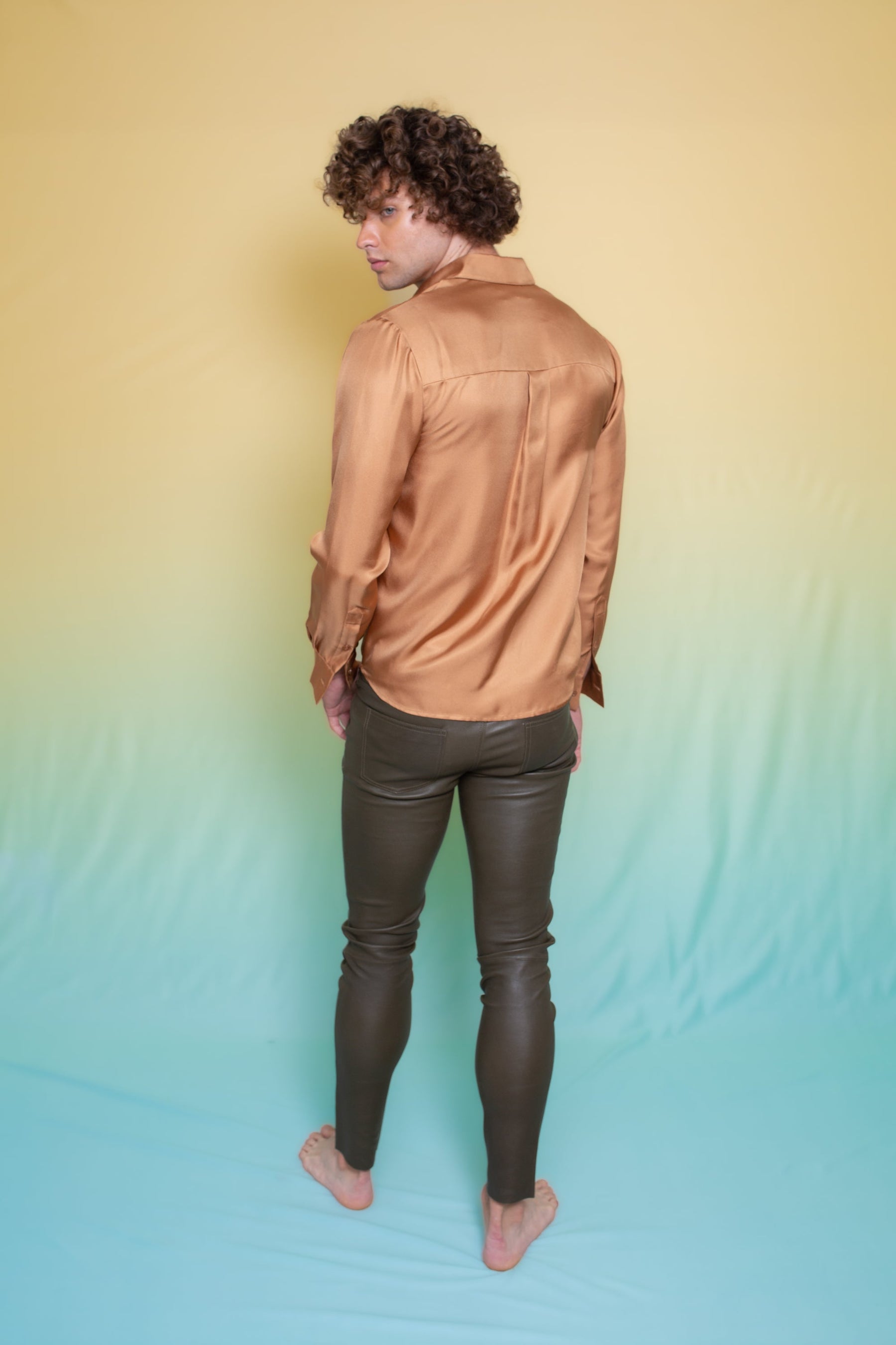 Ruben Long Sleeve Silk Shirt Toffee 