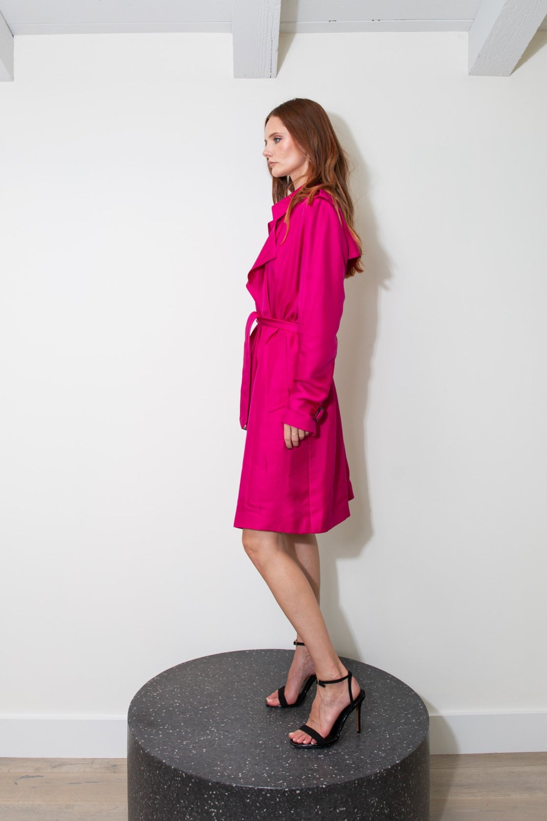 Mako Silk Trench Fuscia 