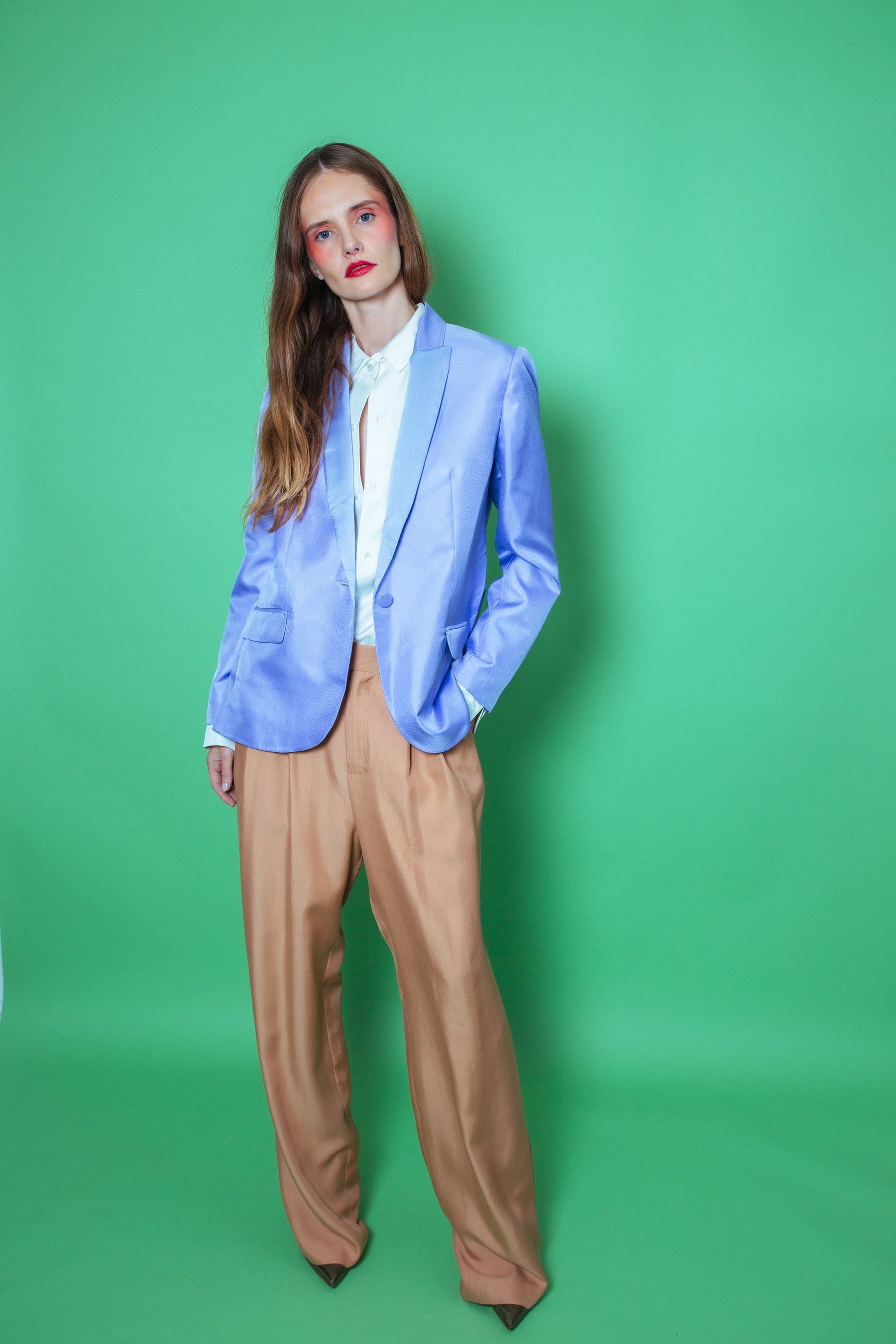 Ruben Long Sleeve Silk Shirt White 