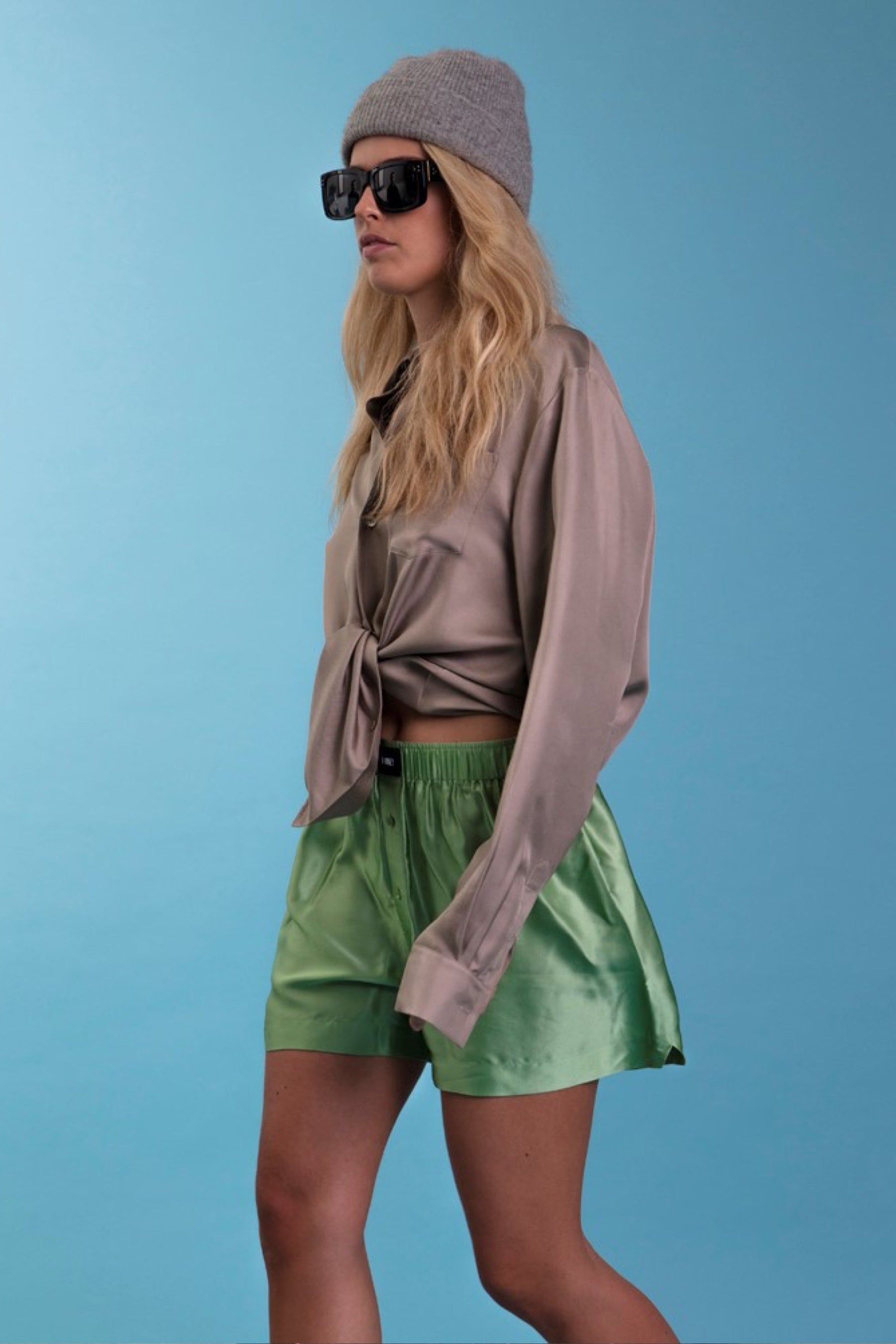 Ruben Long Sleeve Silk Shirt Bone 