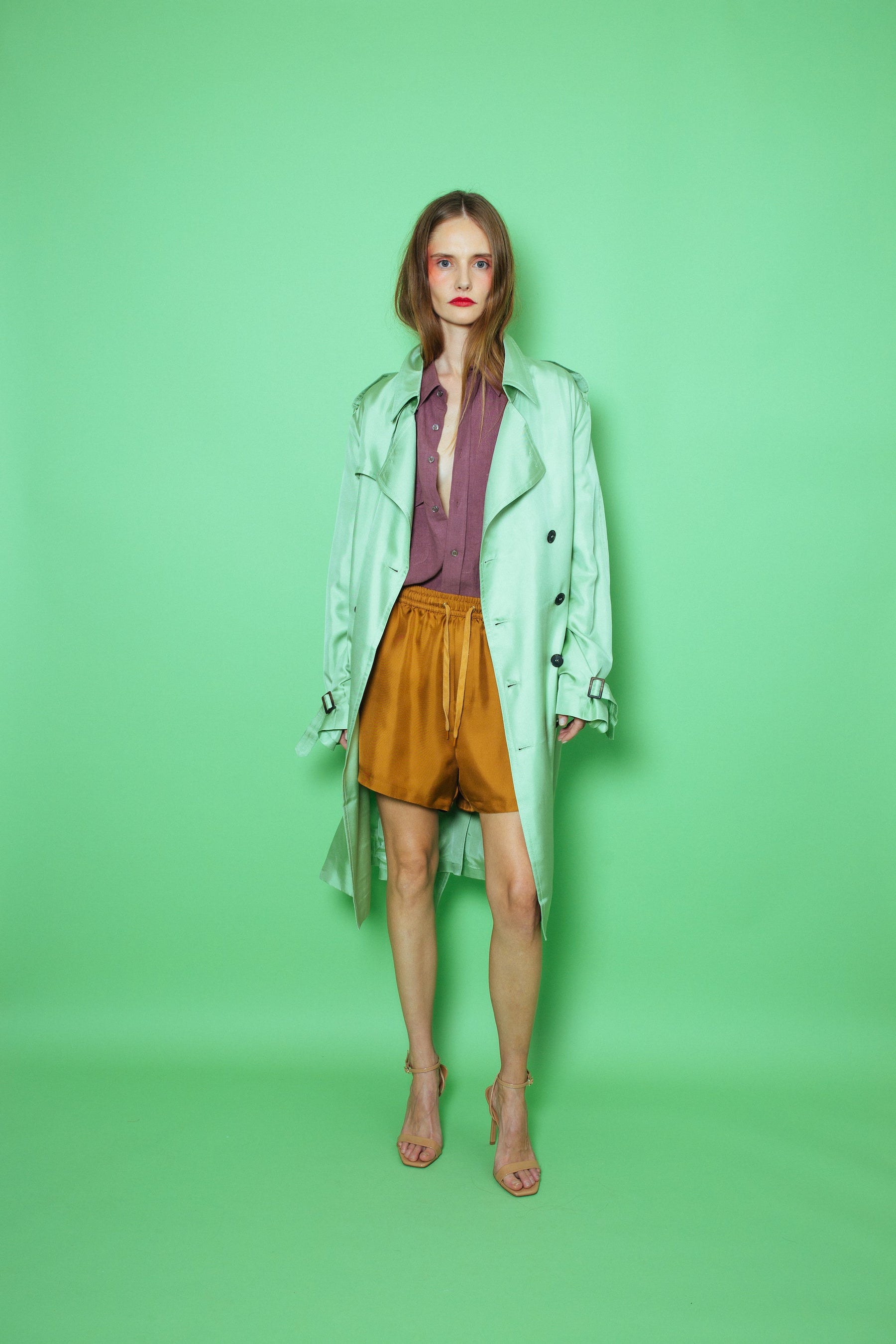 Mako Silk Trench Pistachio 