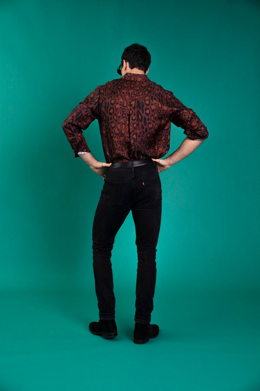 Ruben Long Sleeve Silk Shirt Chocolate Jaguar 