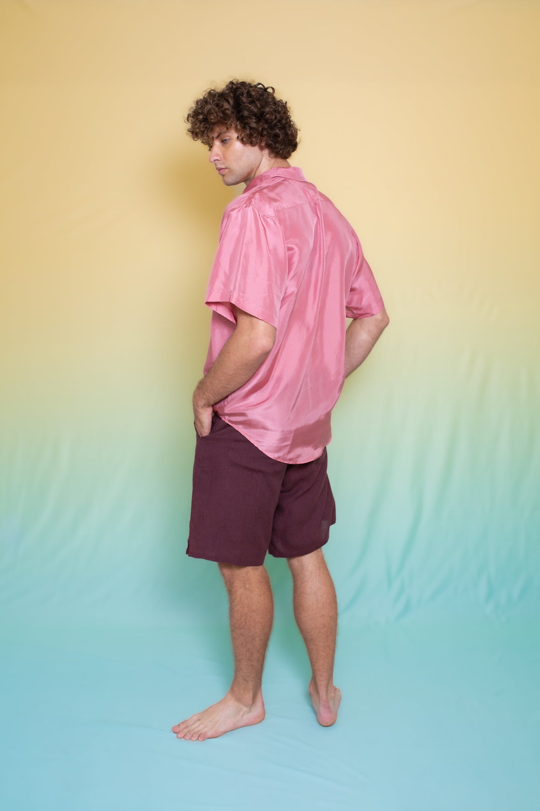 Basketball Linen Short Burgundy 