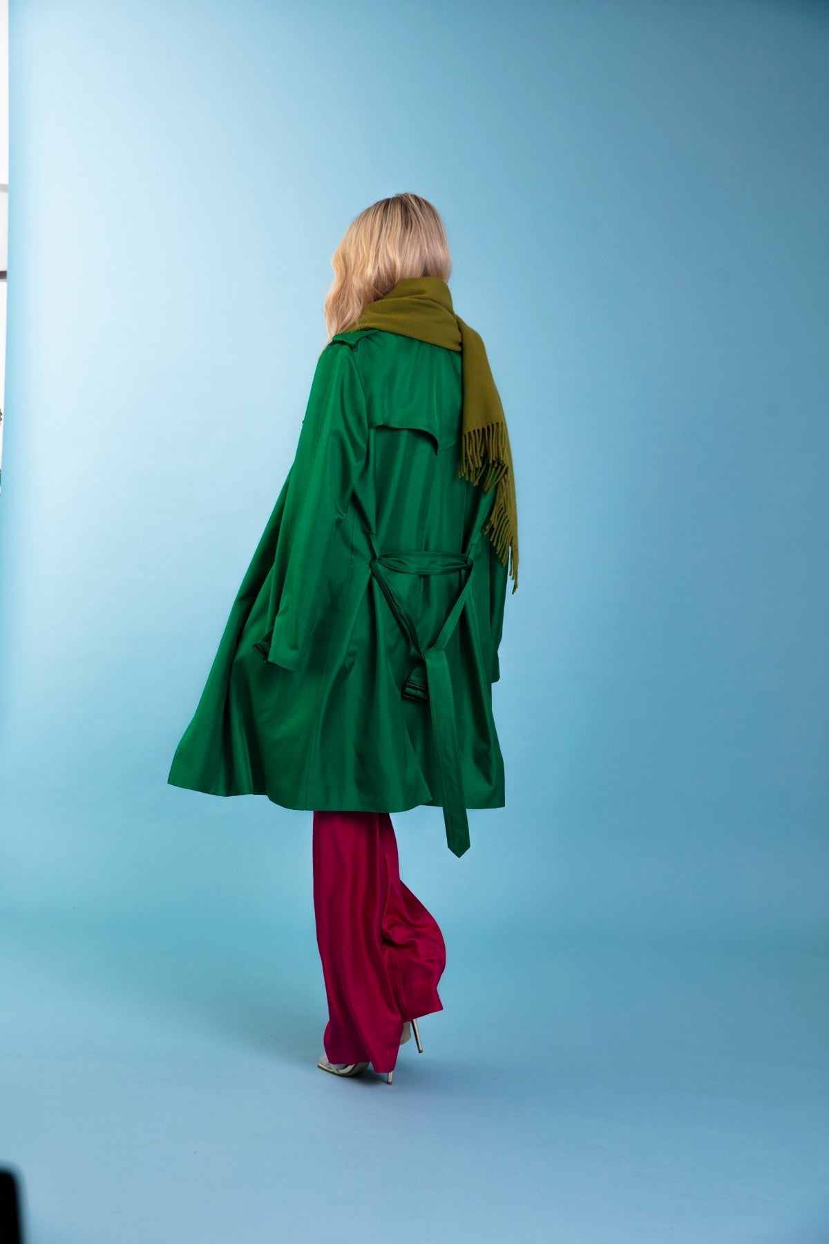 Mako Silk Trench Emerald 