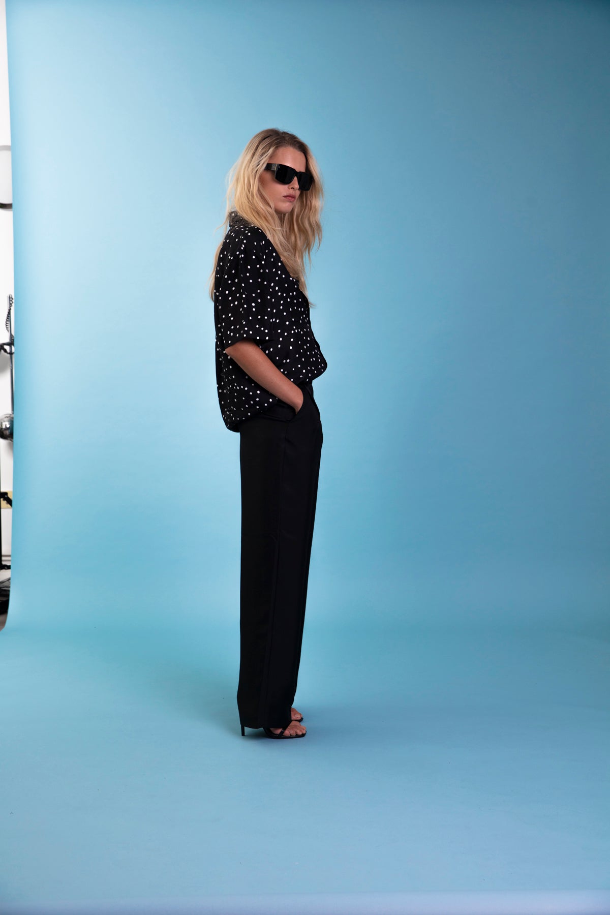 Boyfriend Silk Shirt Black Dalmatian 