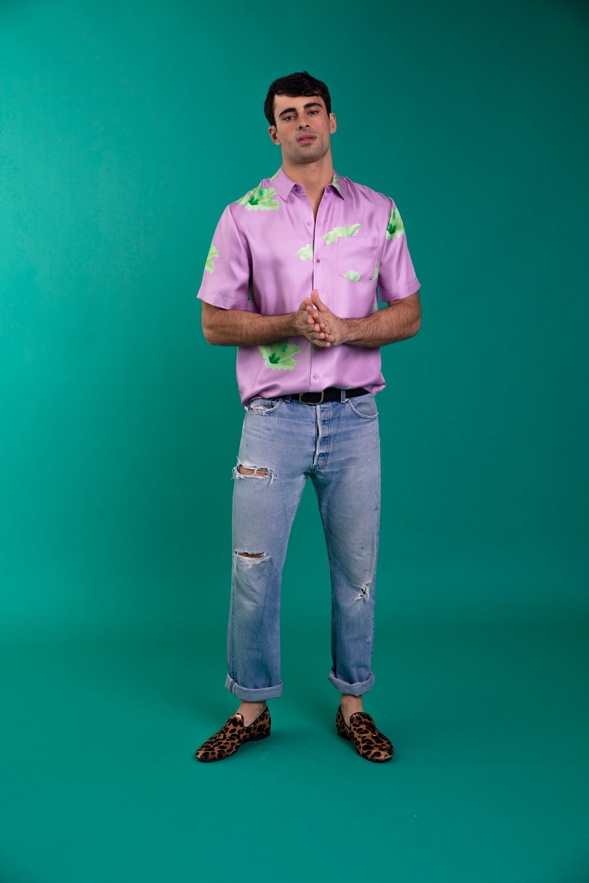 Boyfriend Silk Shirt Lilac Hawaii 