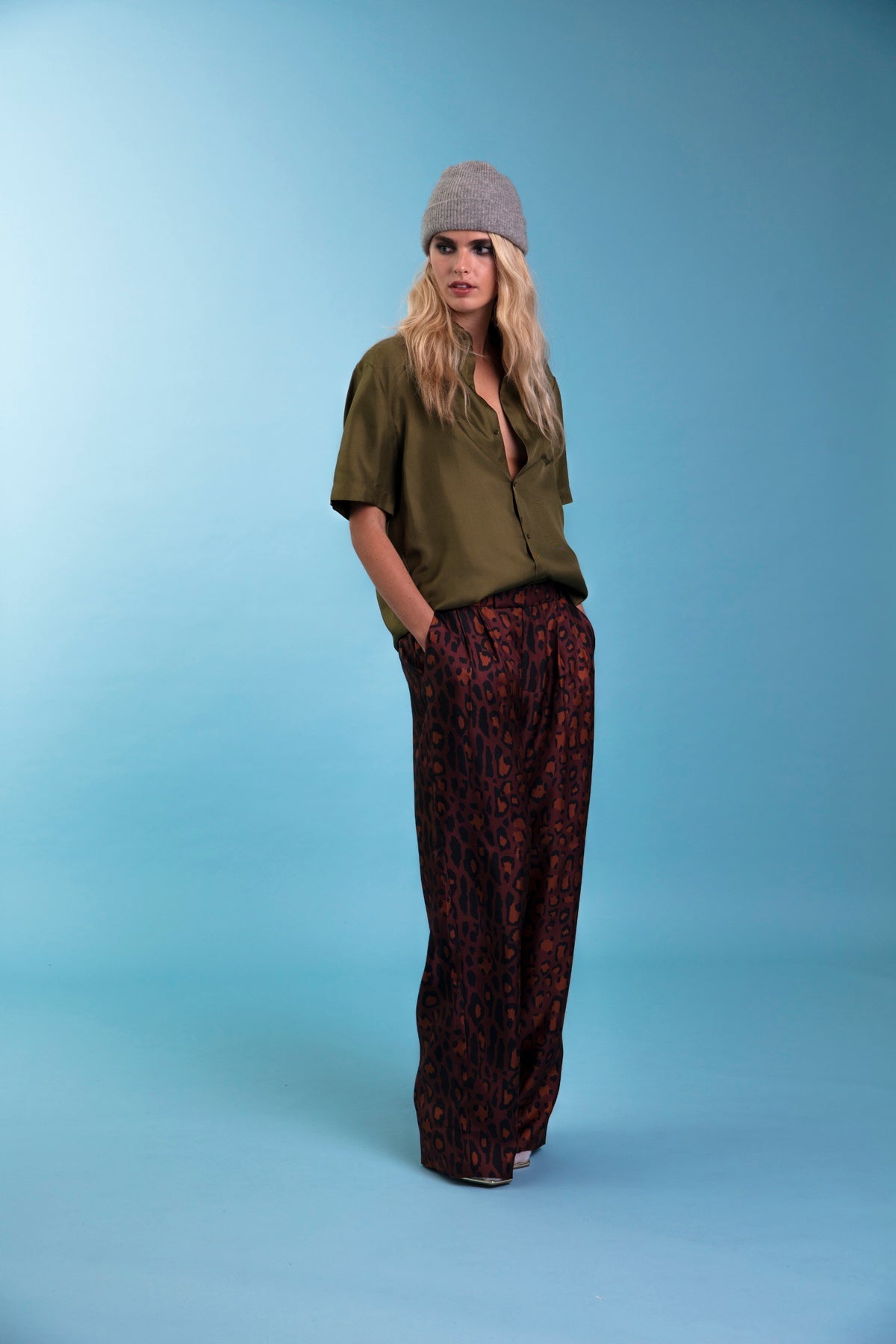 Boyfriend Silk Shirt Khaki 