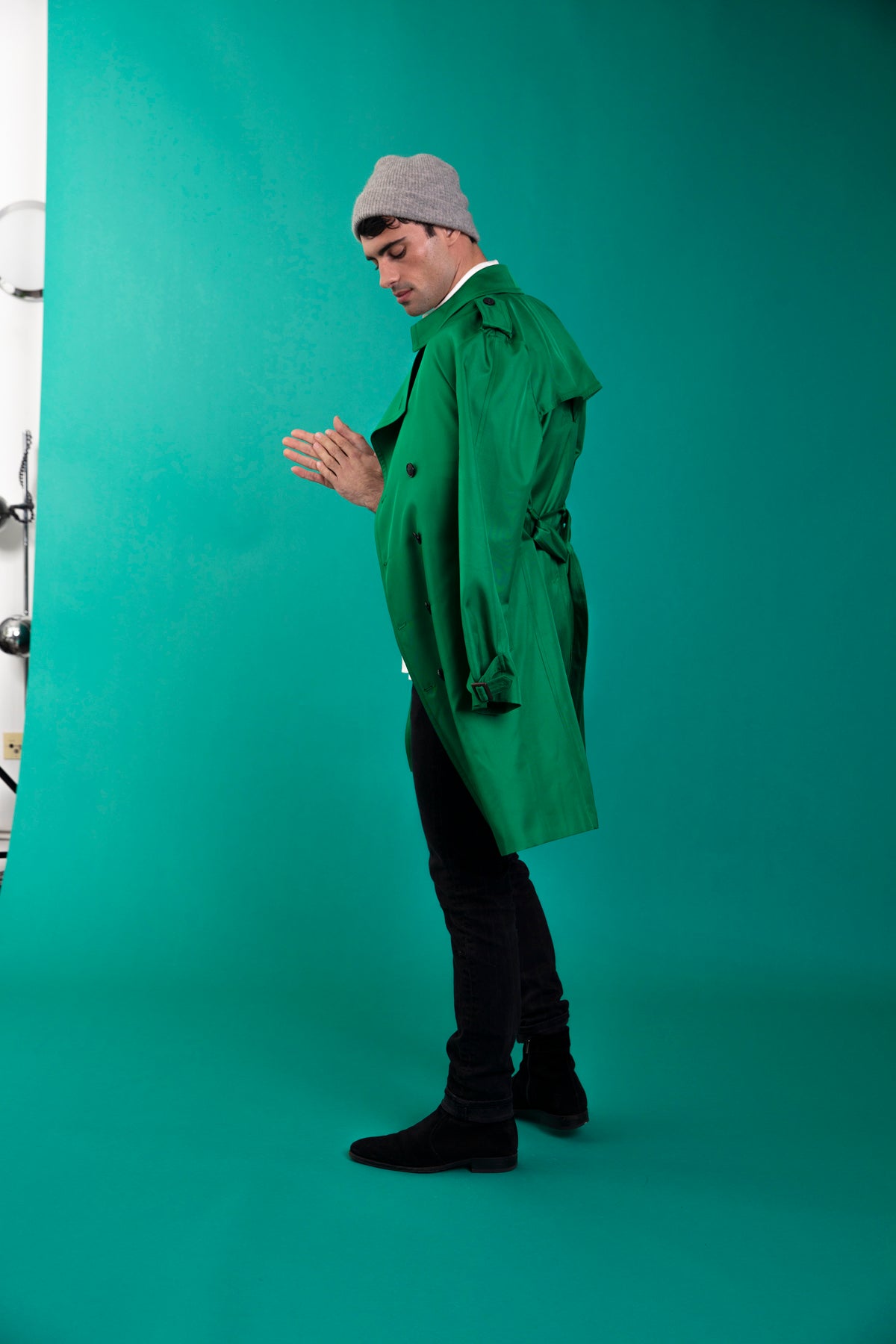 Mako Silk Trench Emerald 